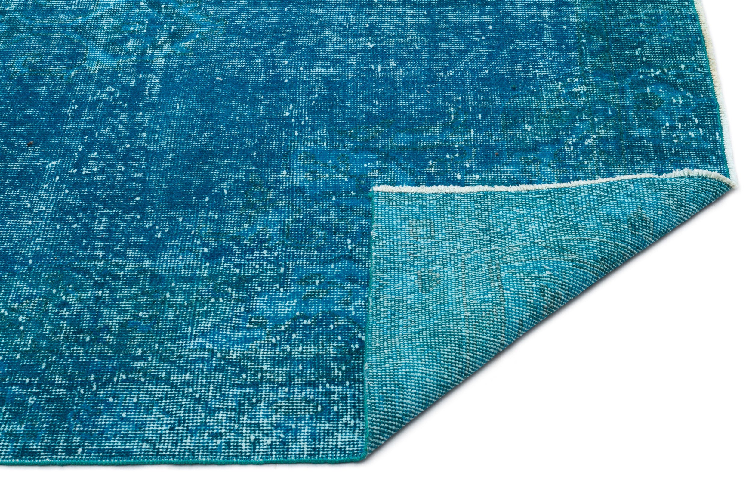Turquoise  Over Dyed Vintage Rug 5'1'' x 8'6'' ft 156 x 260 cm