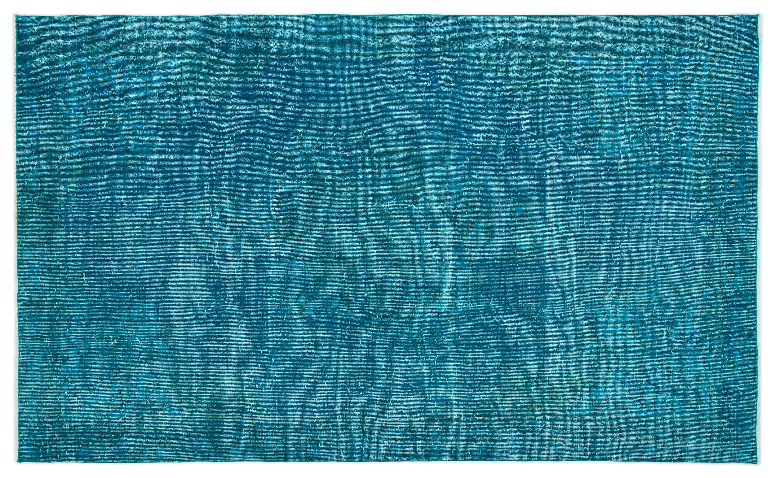 Turquoise  Over Dyed Vintage Rug 5'1'' x 8'6'' ft 156 x 260 cm