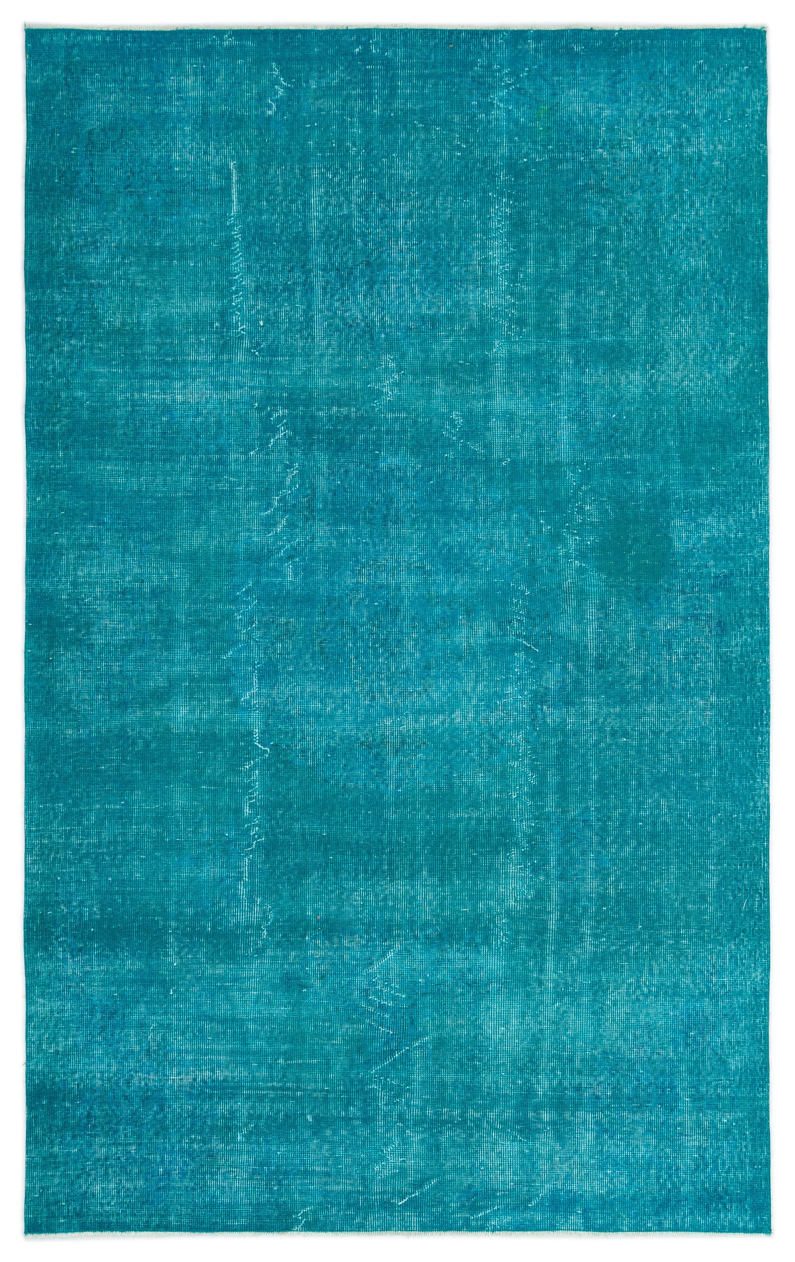 Turquoise  Over Dyed Vintage Rug 5'1'' x 8'2'' ft 155 x 250 cm