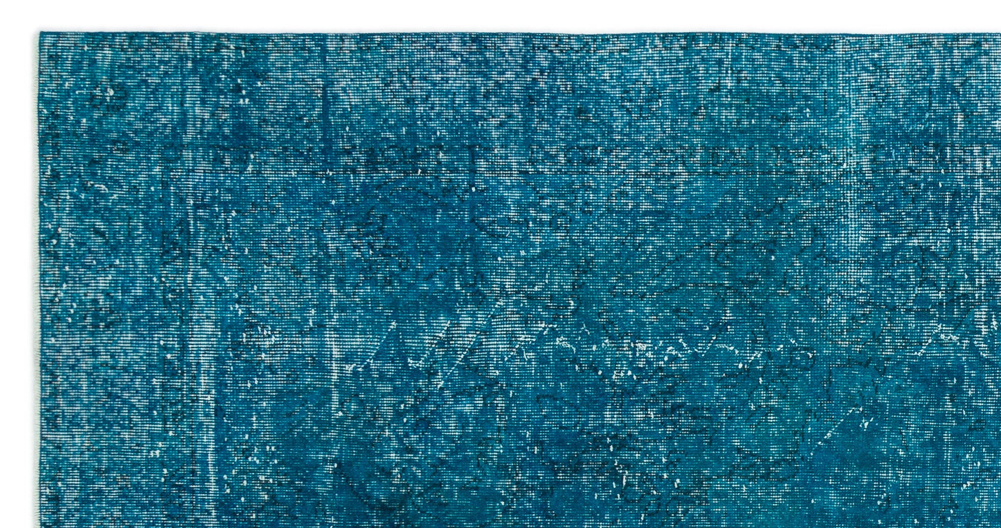 Turquoise  Over Dyed Vintage Rug 4'10'' x 9'5'' ft 147 x 288 cm