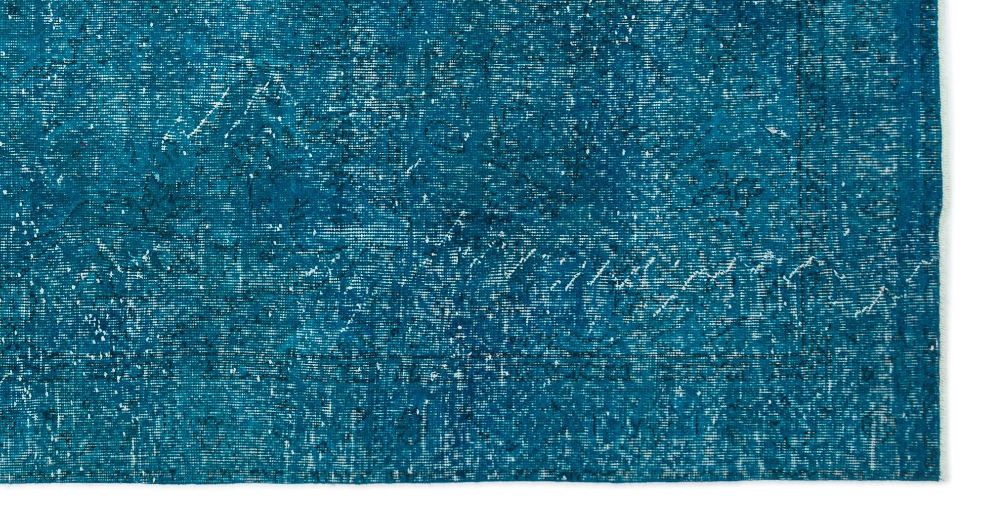 Turquoise  Over Dyed Vintage Rug 4'10'' x 9'5'' ft 147 x 288 cm