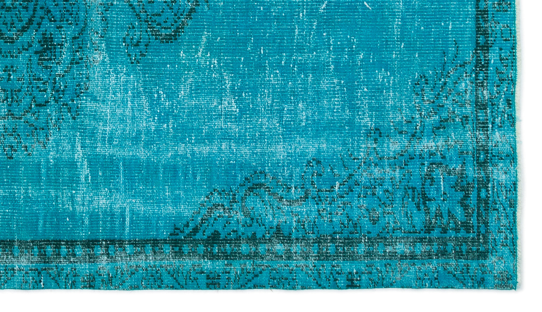 Turquoise  Over Dyed Vintage Rug 4'10'' x 8'6'' ft 147 x 260 cm