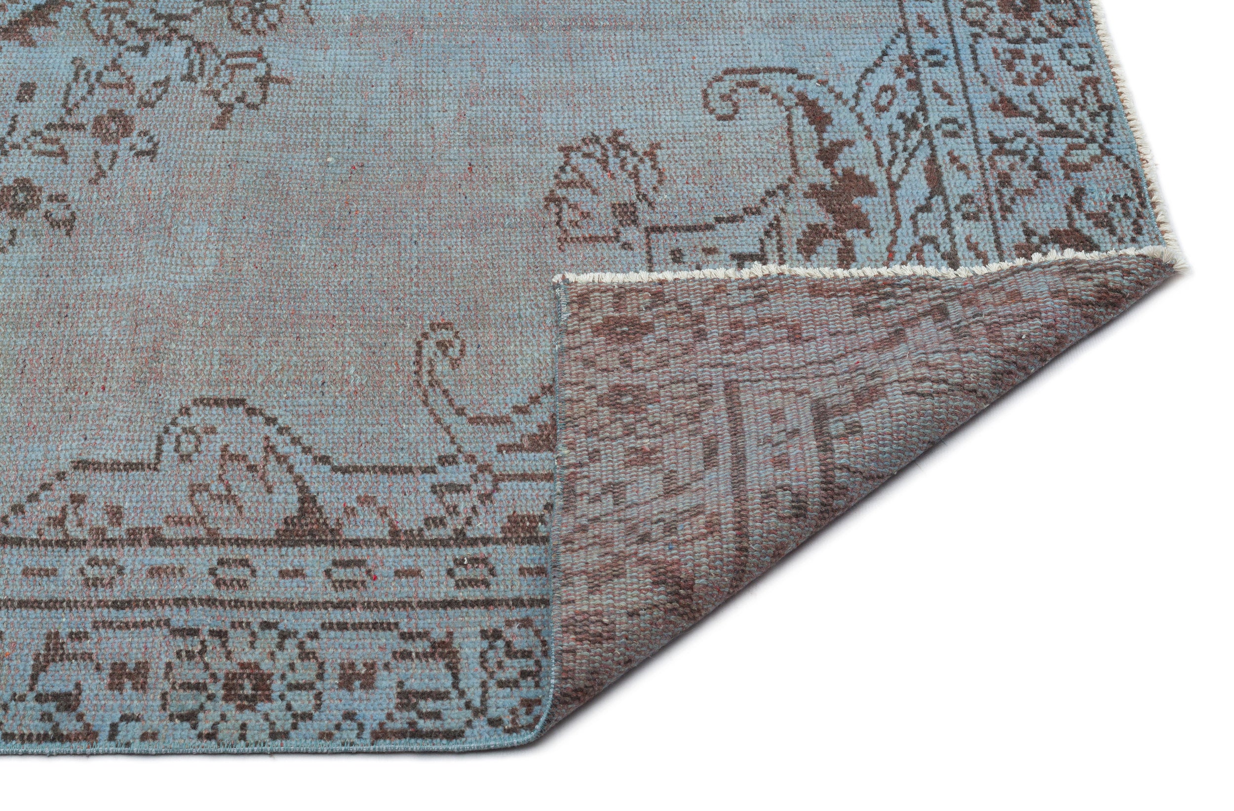 Blue Over Dyed Vintage Rug 5'2'' x 8'8'' ft 158 x 264 cm