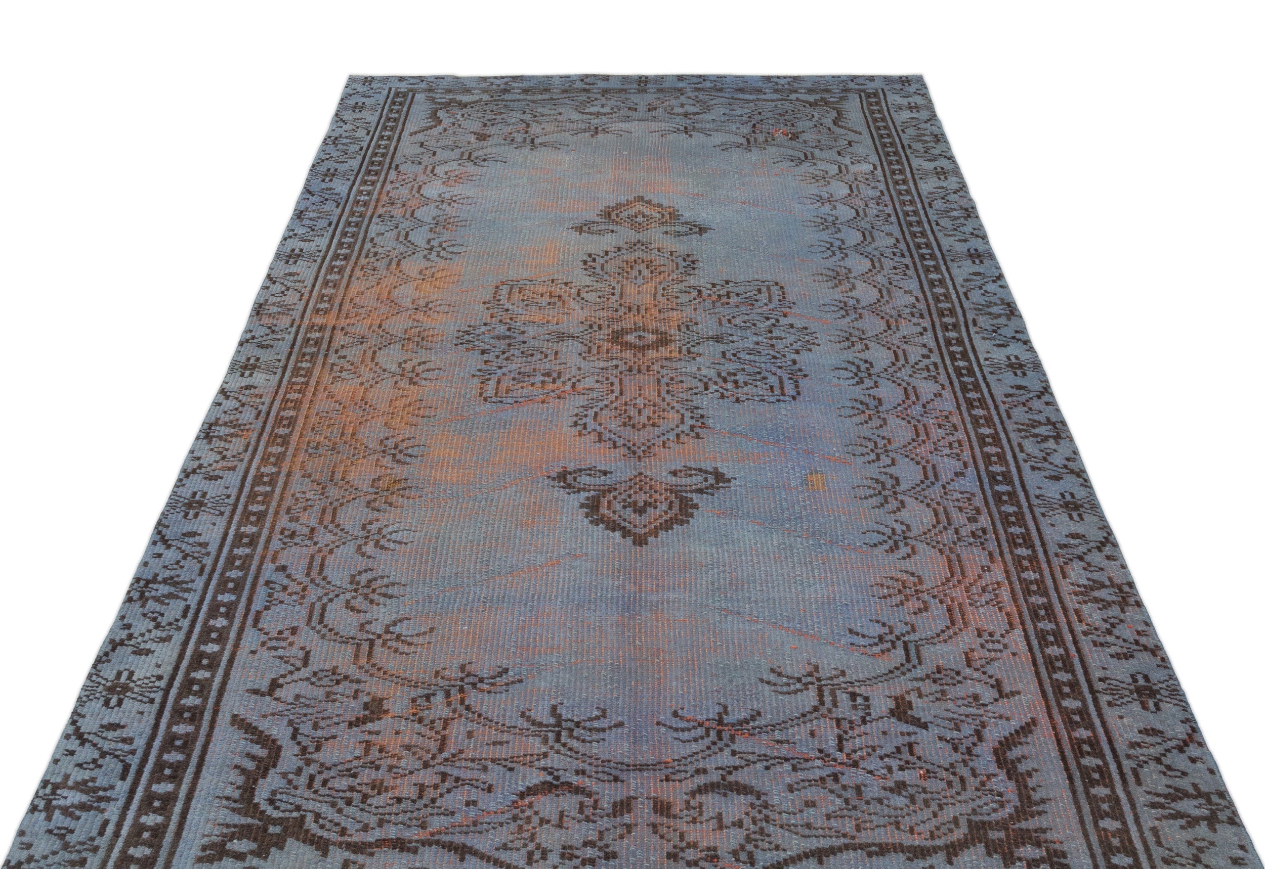 Blue Over Dyed Vintage Rug 4'9'' x 8'4'' ft 146 x 254 cm