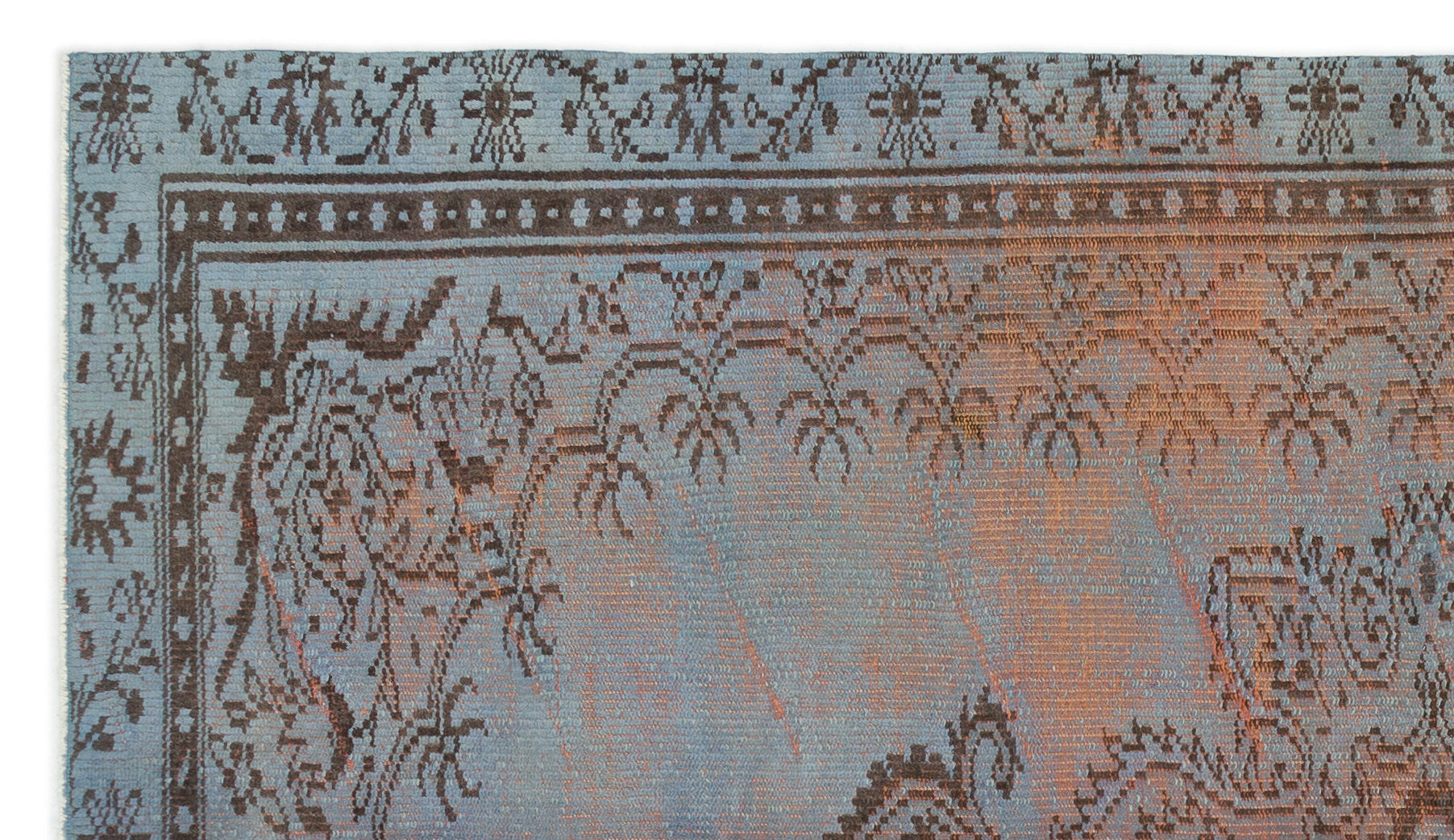 Blue Over Dyed Vintage Rug 4'9'' x 8'4'' ft 146 x 254 cm