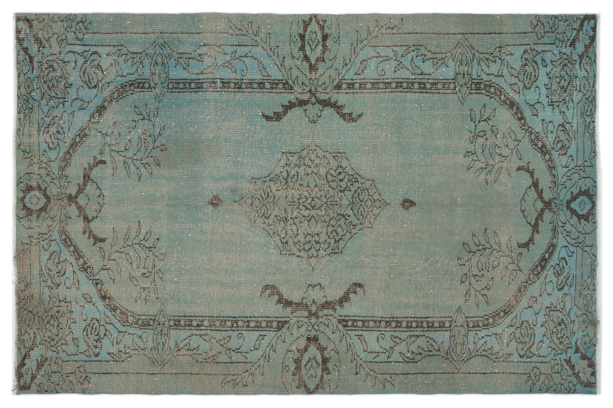 Blue Over Dyed Vintage Rug 5'8'' x 8'8'' ft 173 x 263 cm