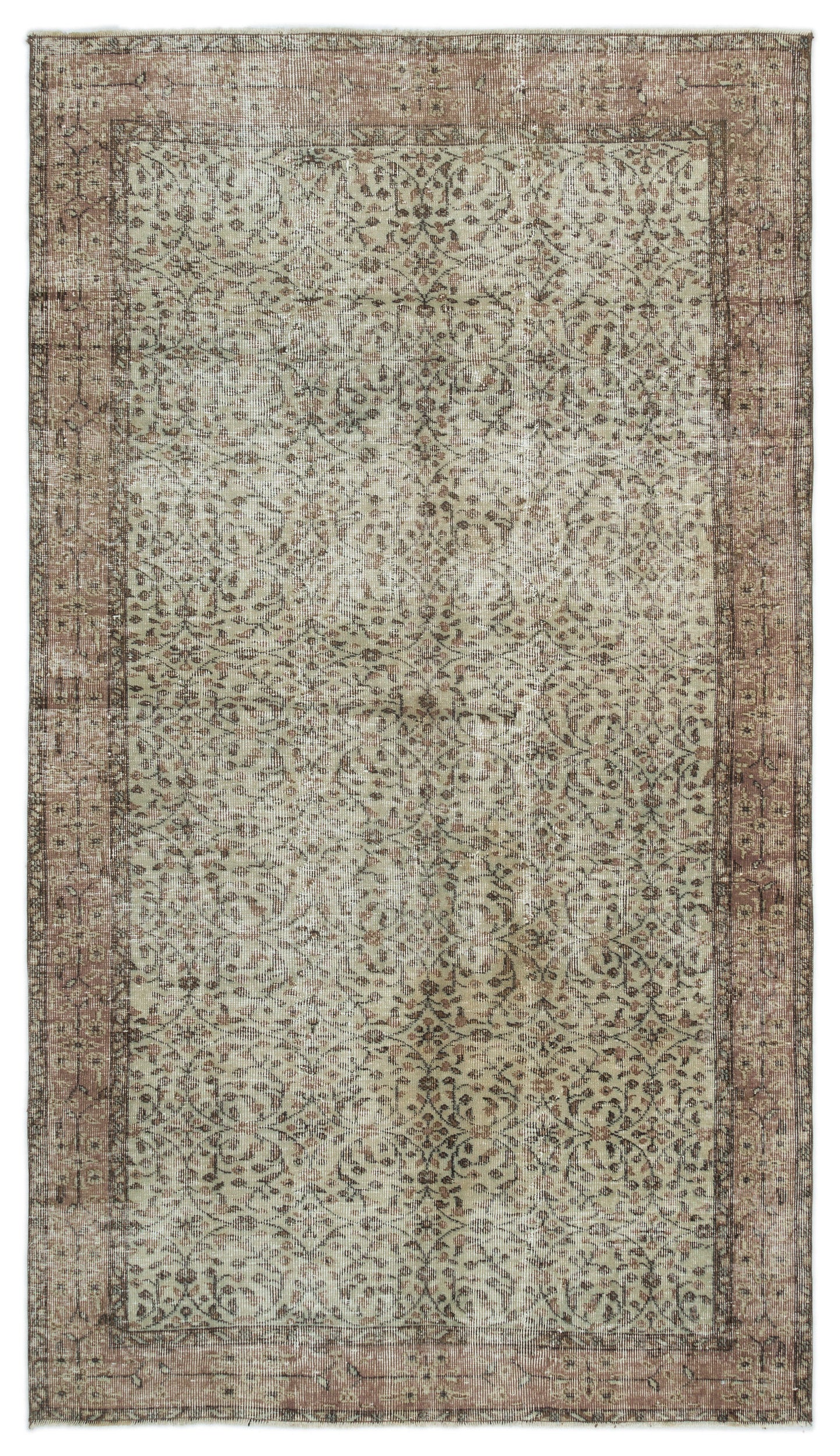 Brown Over Dyed Vintage Rug 4'12'' x 8'10'' ft 152 x 270 cm
