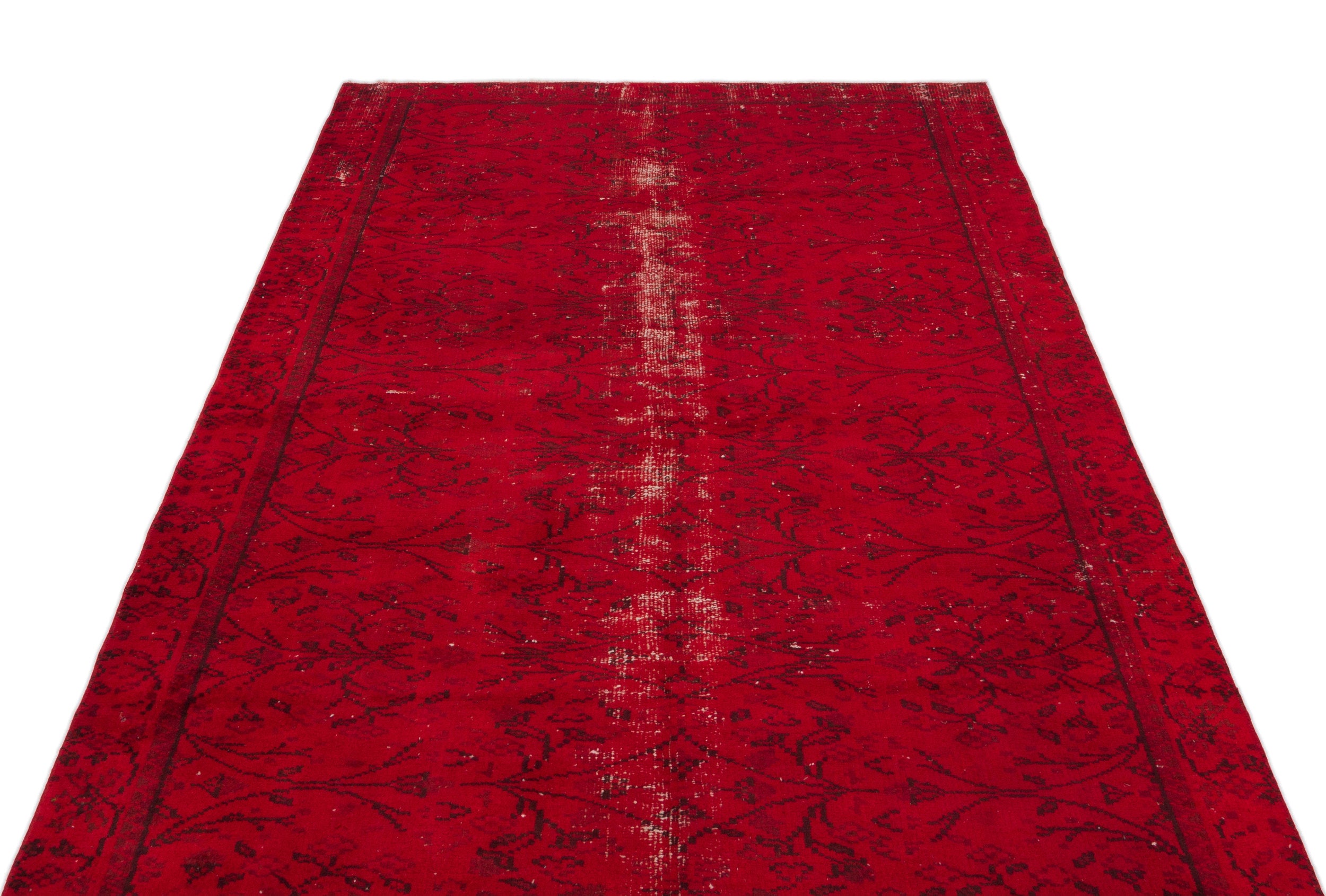Red Over Dyed Vintage Rug 4'12'' x 8'10'' ft 152 x 268 cm