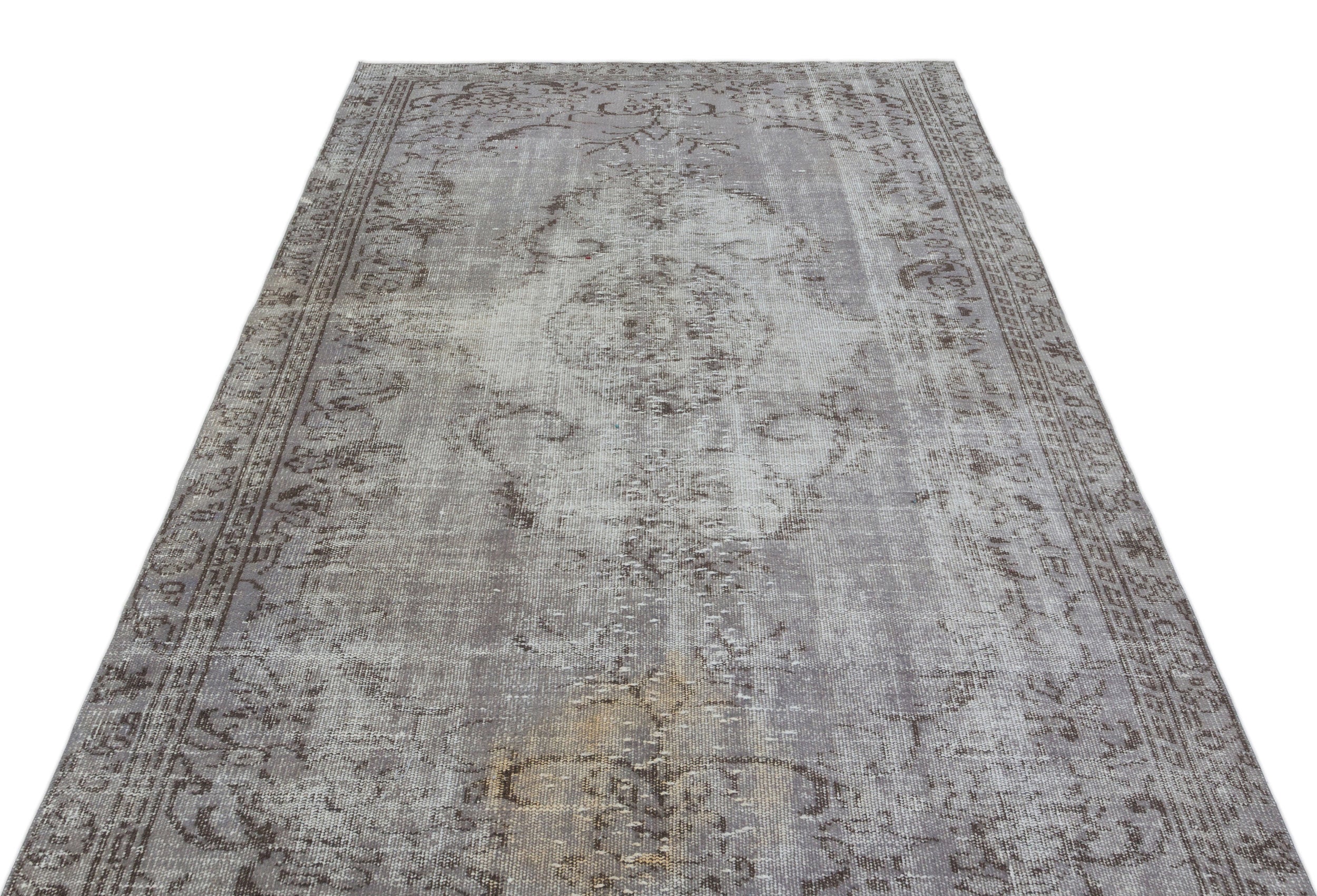 Gray Over Dyed Vintage Rug 5'3'' x 8'11'' ft 160 x 271 cm