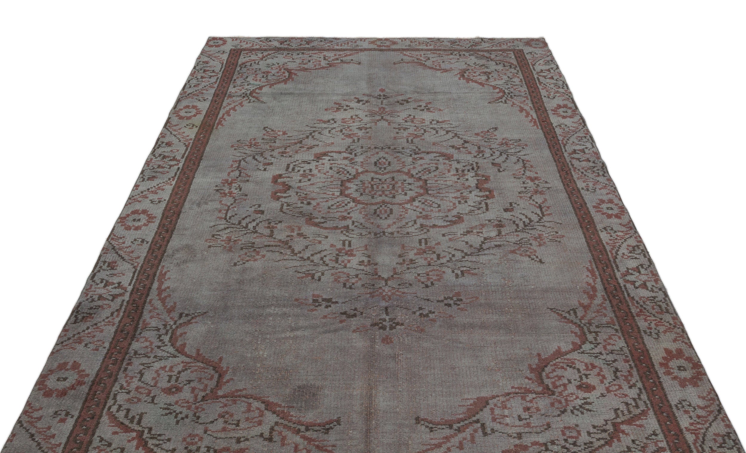 Gray Over Dyed Vintage Rug 5'3'' x 8'5'' ft 161 x 257 cm