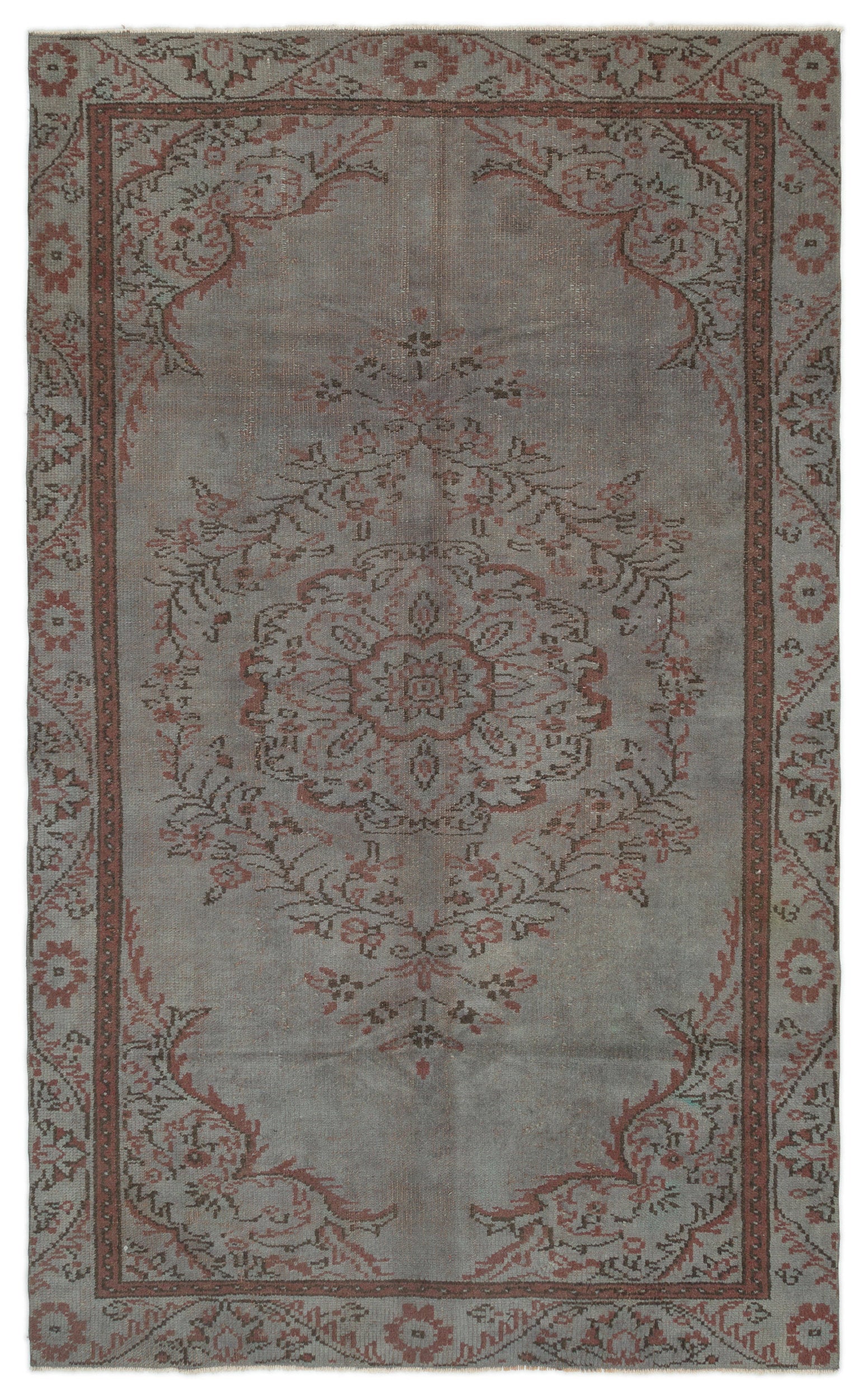 Gray Over Dyed Vintage Rug 5'3'' x 8'5'' ft 161 x 257 cm
