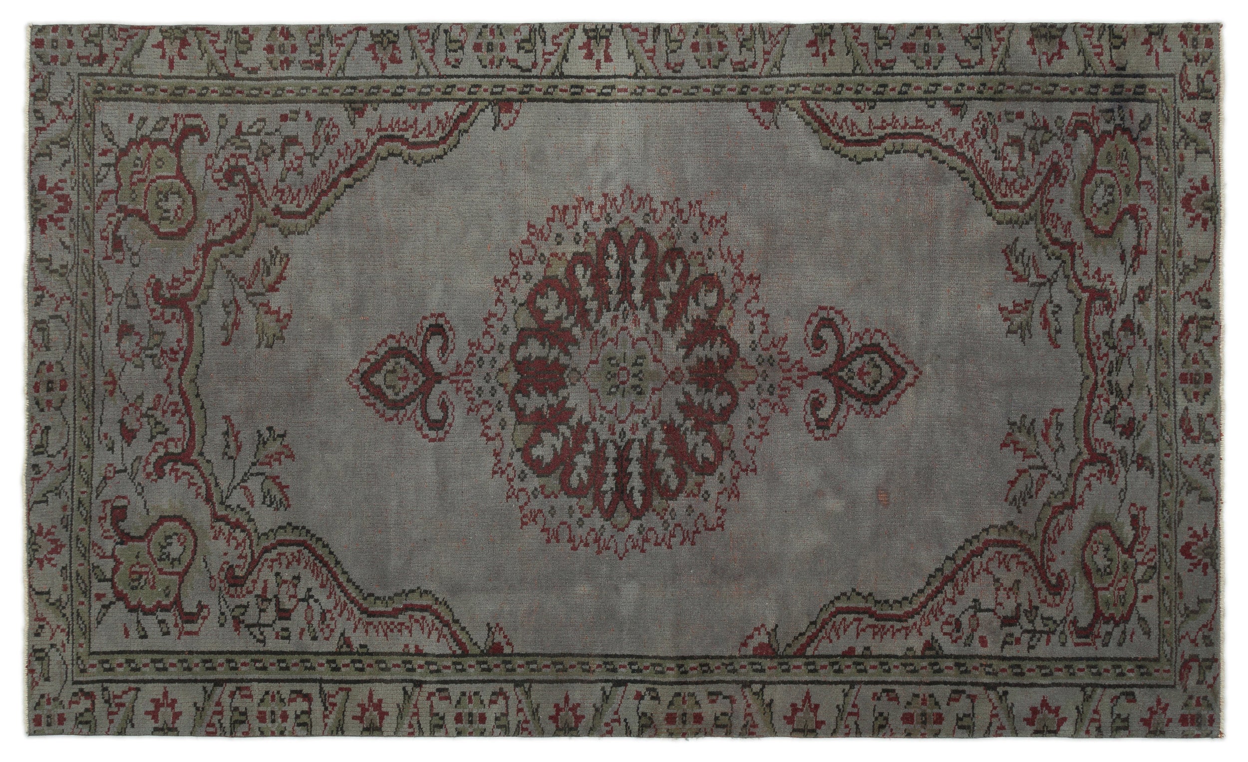 Gray Over Dyed Vintage Rug 5'3'' x 8'8'' ft 160 x 263 cm