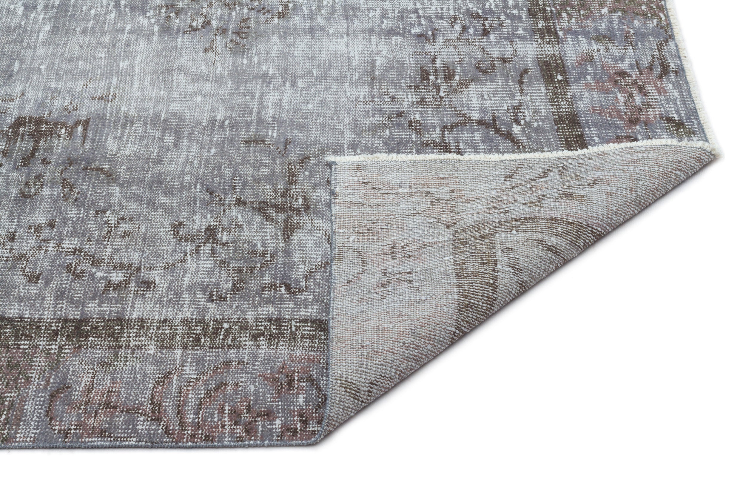 Gray Over Dyed Vintage Rug 5'6'' x 8'6'' ft 168 x 260 cm