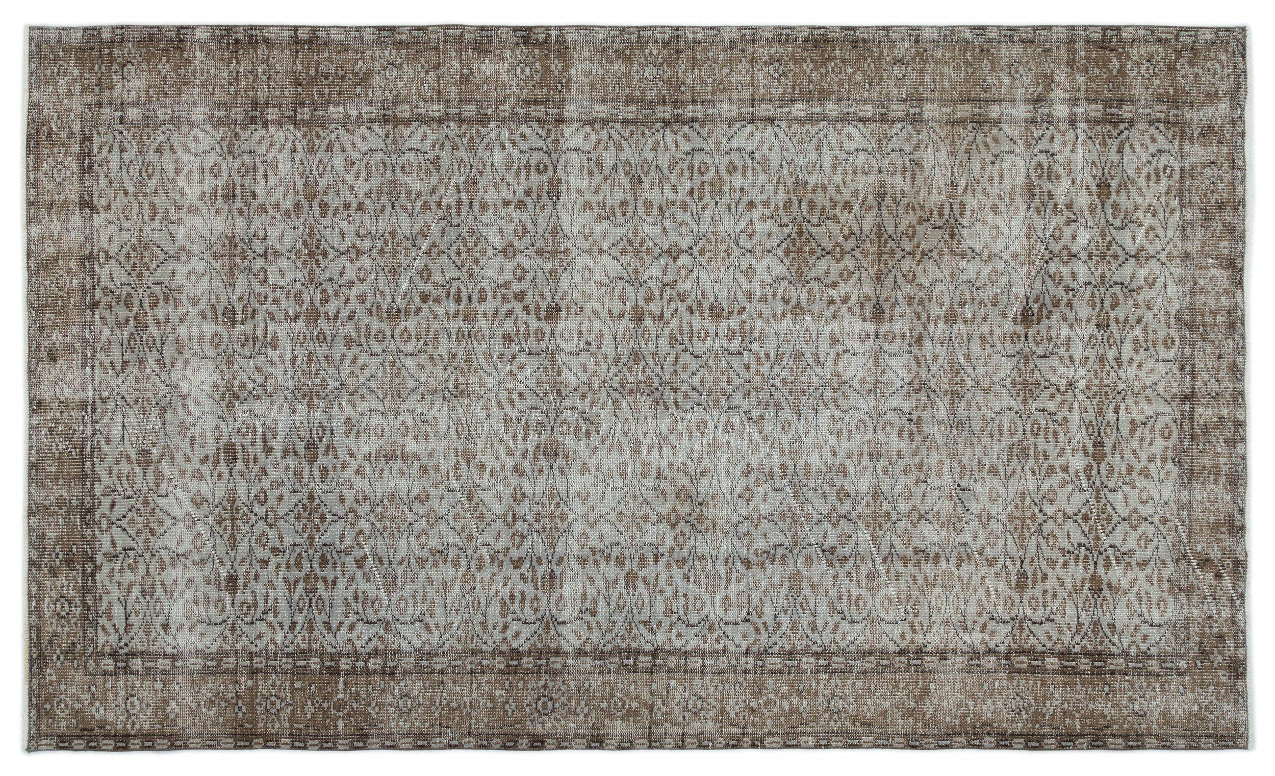 Gray Over Dyed Vintage Rug 5'3'' x 8'8'' ft 159 x 264 cm