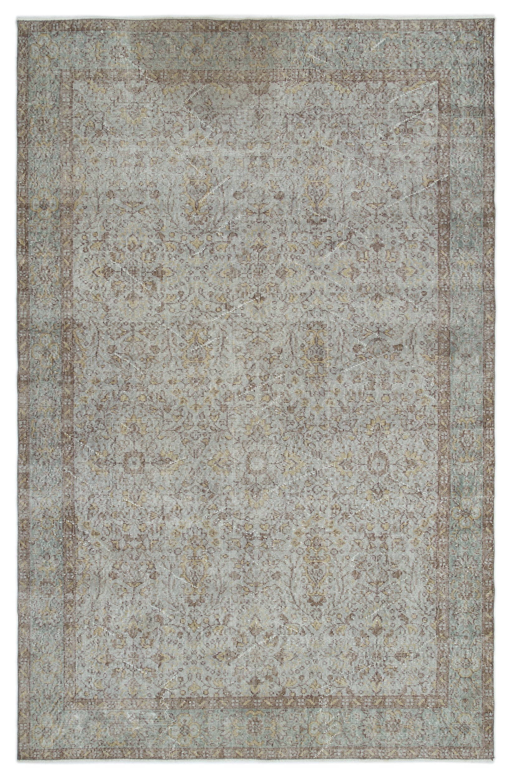 Gray Over Dyed Vintage Rug 6'1'' x 9'6'' ft 186 x 290 cm