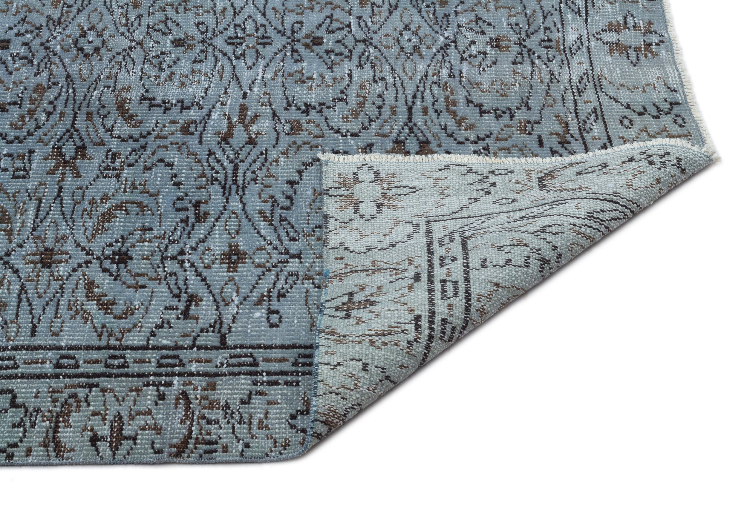 Gray Over Dyed Vintage Rug 4'8'' x 8'6'' ft 142 x 258 cm