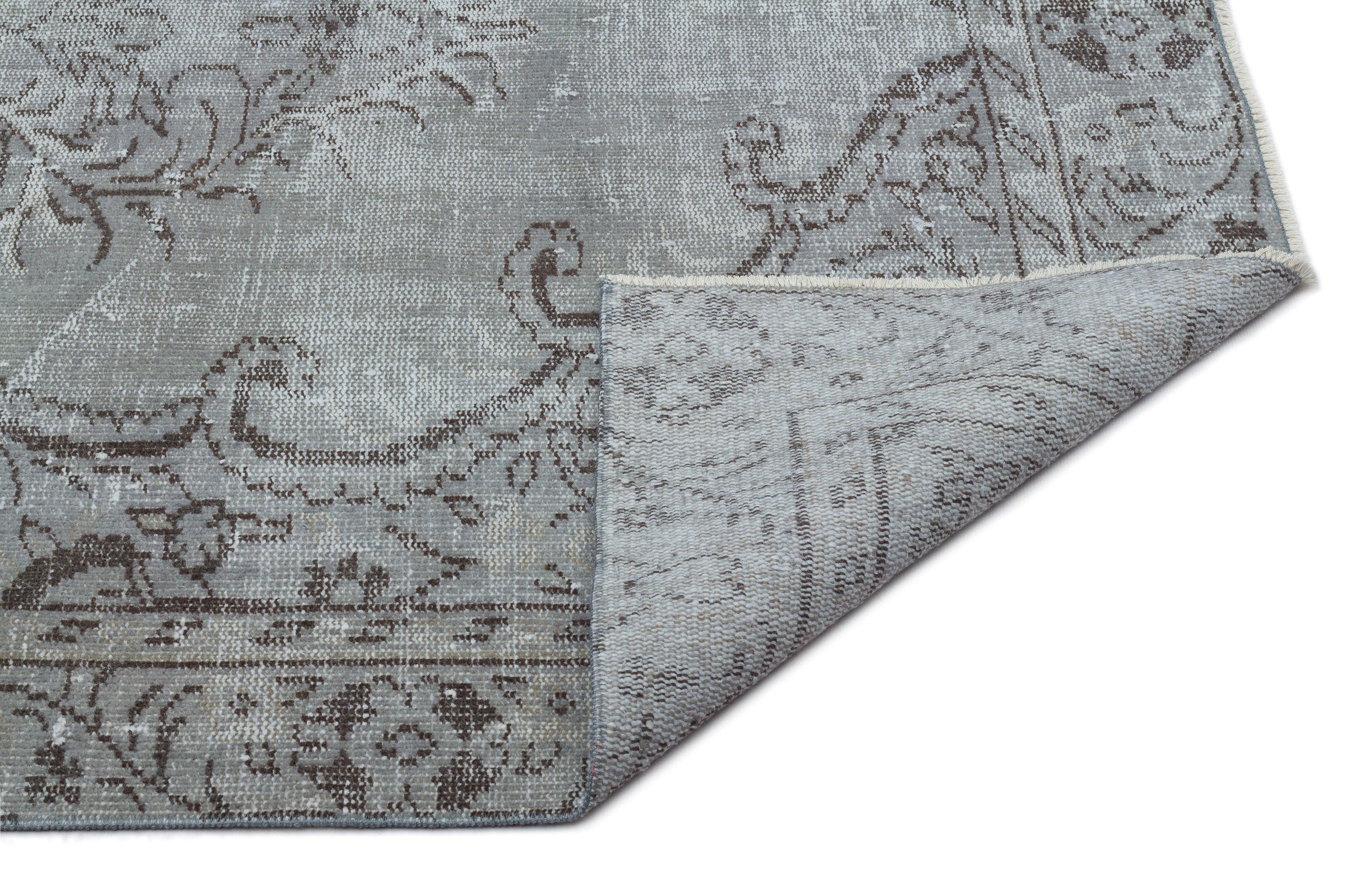 Gray Over Dyed Vintage Rug 5'3'' x 8'11'' ft 159 x 273 cm