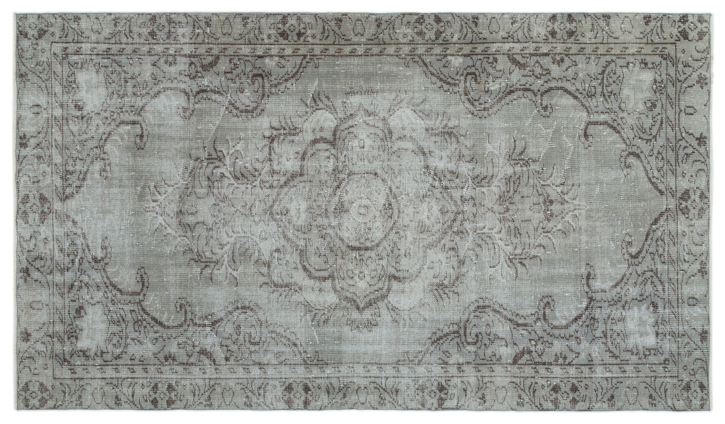Gray Over Dyed Vintage Rug 5'3'' x 8'11'' ft 159 x 273 cm