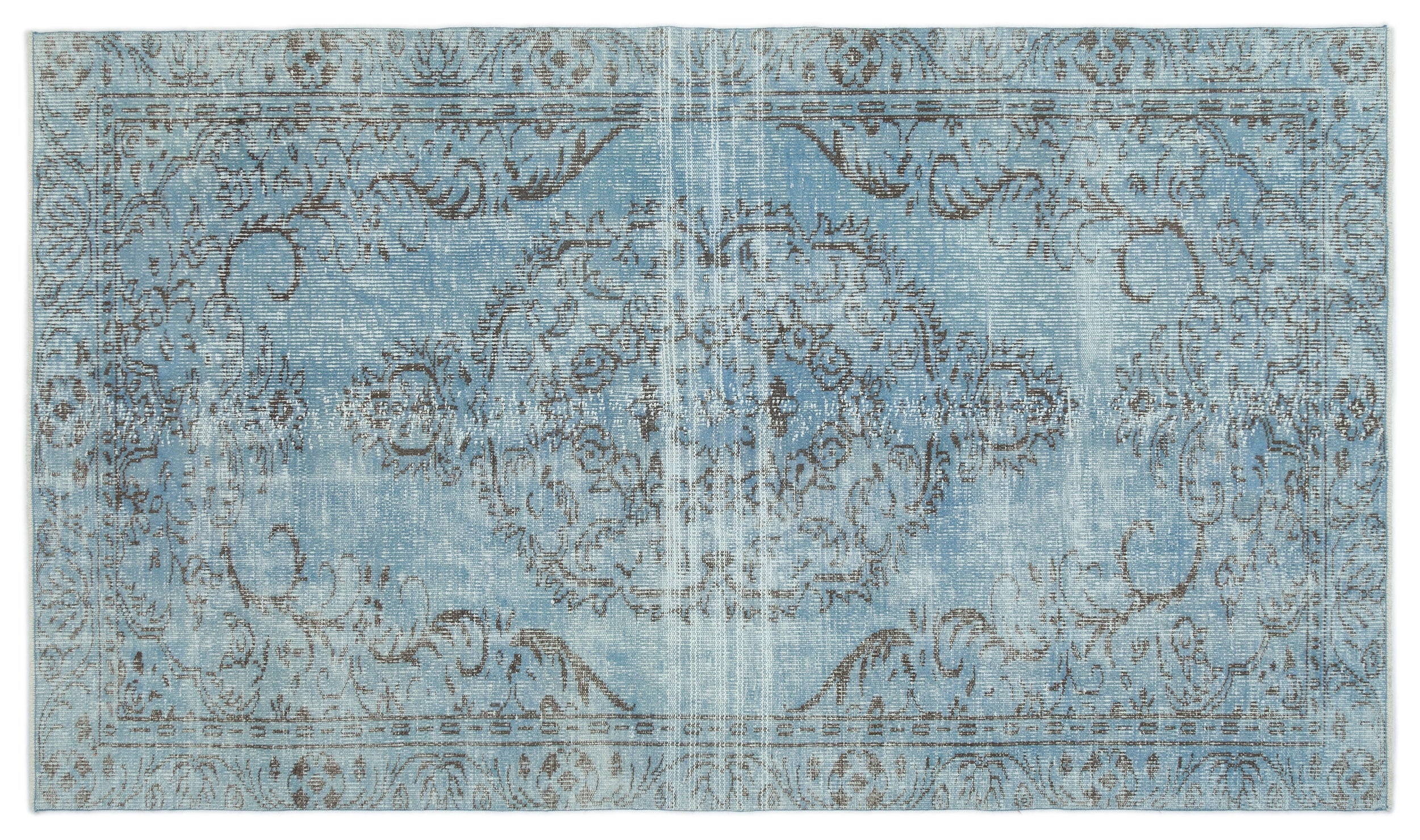 Blue Over Dyed Vintage Rug 4'10'' x 8'5'' ft 148 x 256 cm