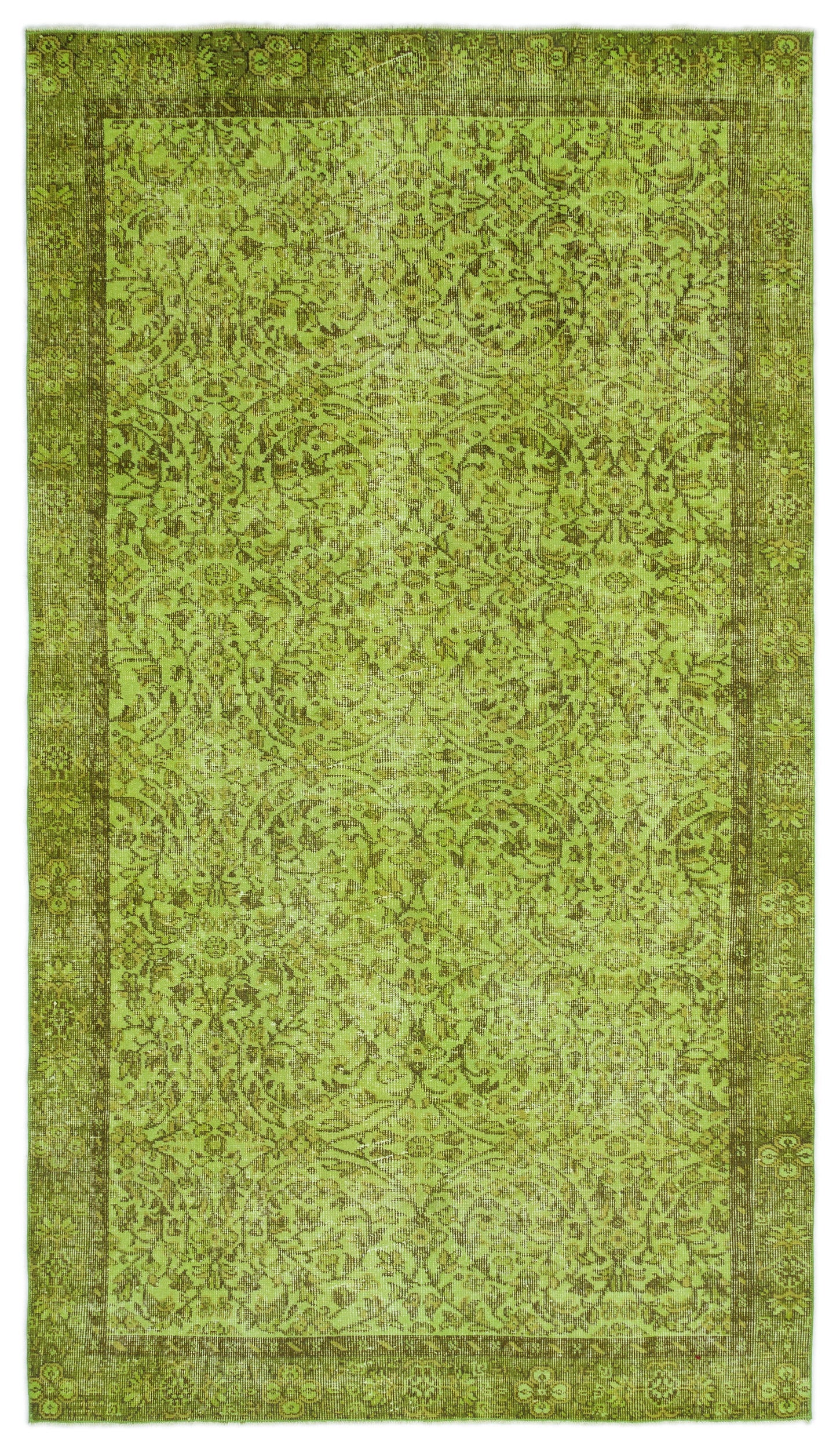 Green Over Dyed Vintage Rug 5'1'' x 8'12'' ft 155 x 274 cm