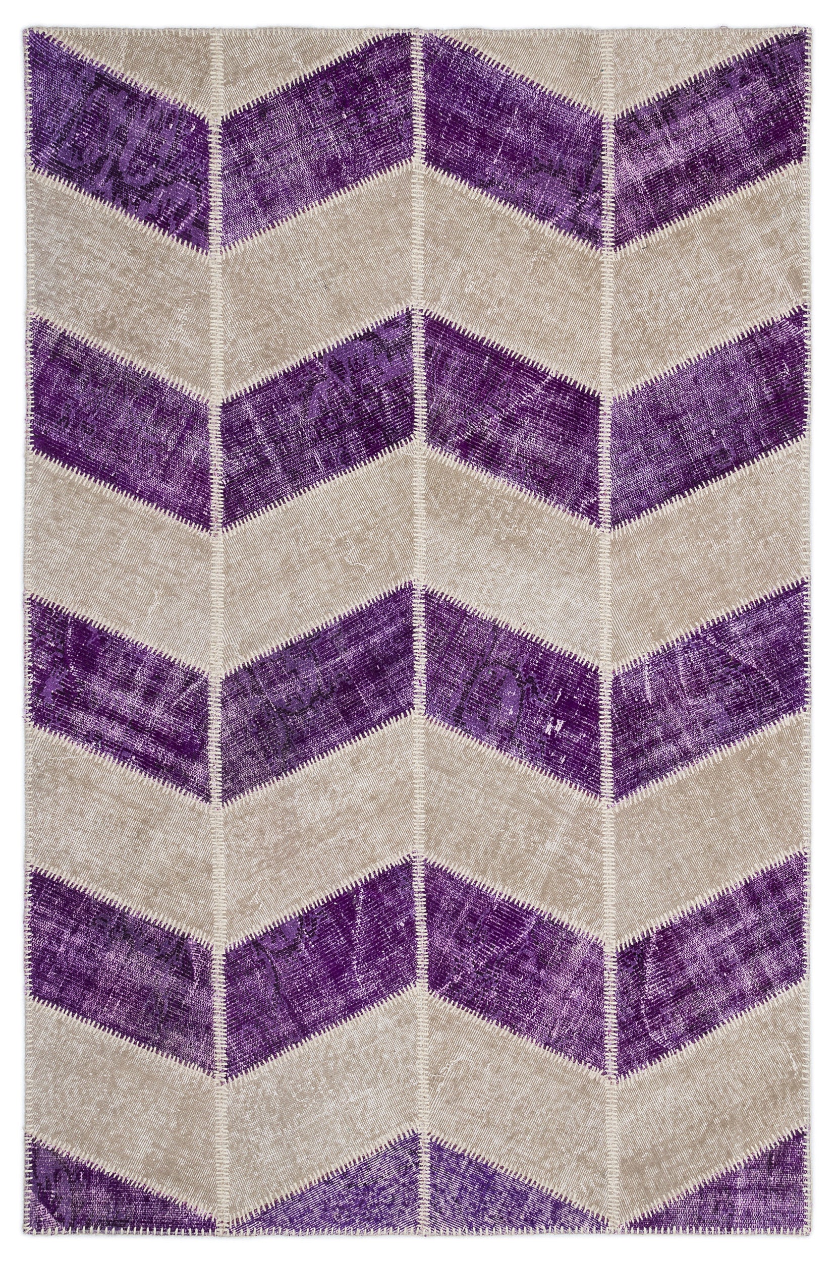 Purple Over Dyed Patchwork Unique Rug 5'3'' x 7'7'' ft 160 x 230 cm
