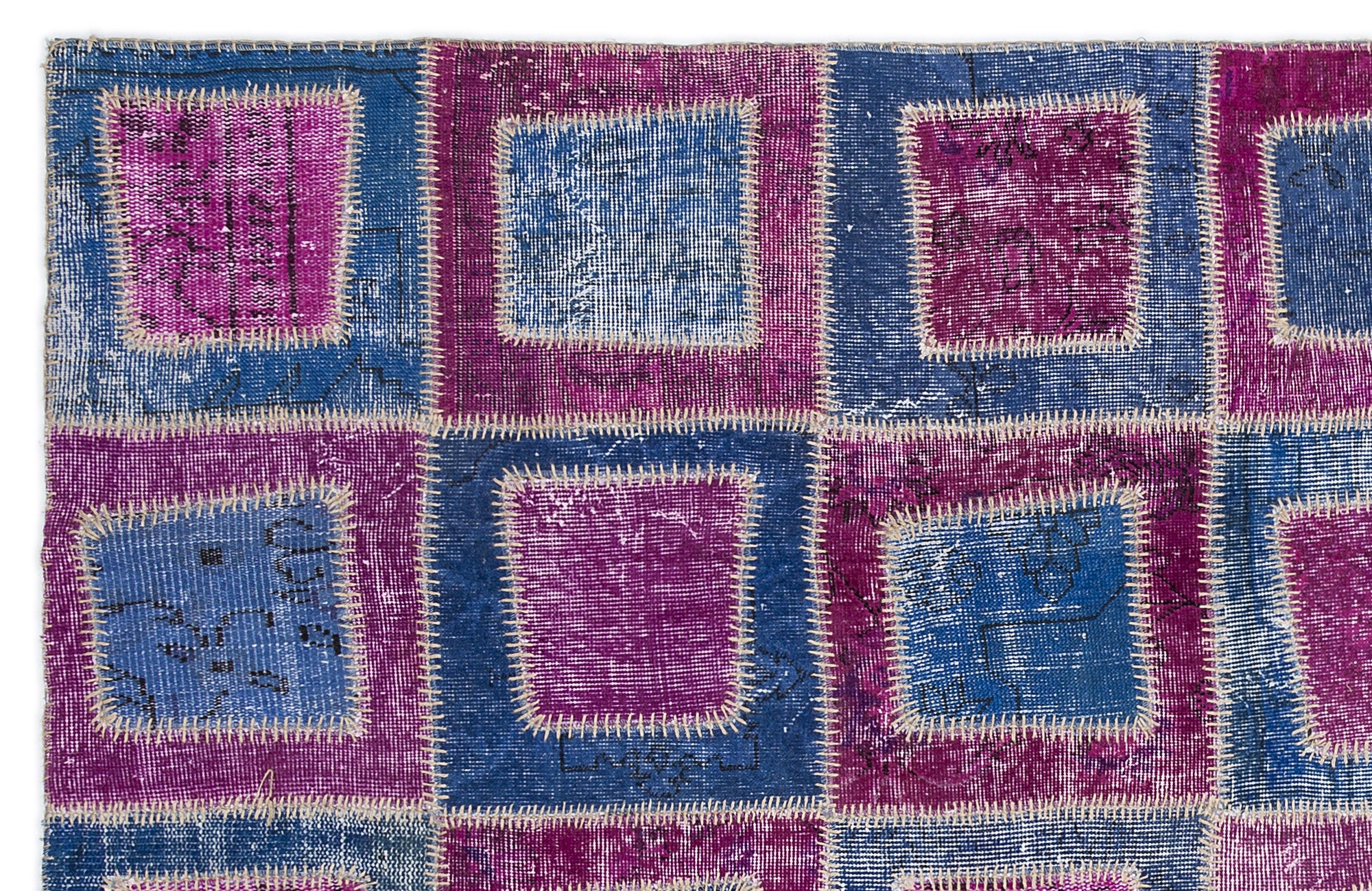 Pink Over Dyed Patchwork Unique Rug 5'3'' x 7'7'' ft 160 x 230 cm