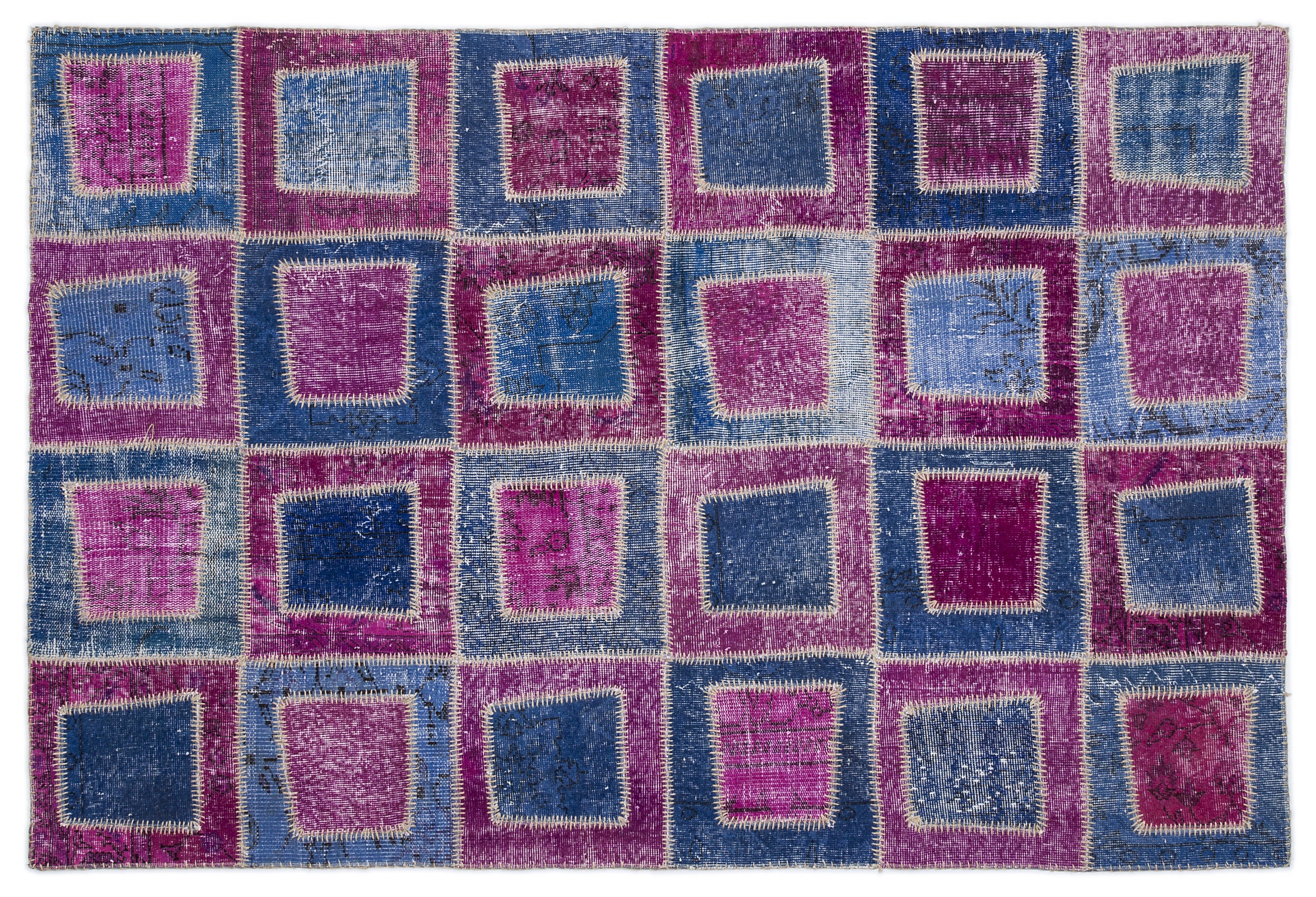 Pink Over Dyed Patchwork Unique Rug 5'3'' x 7'7'' ft 160 x 230 cm