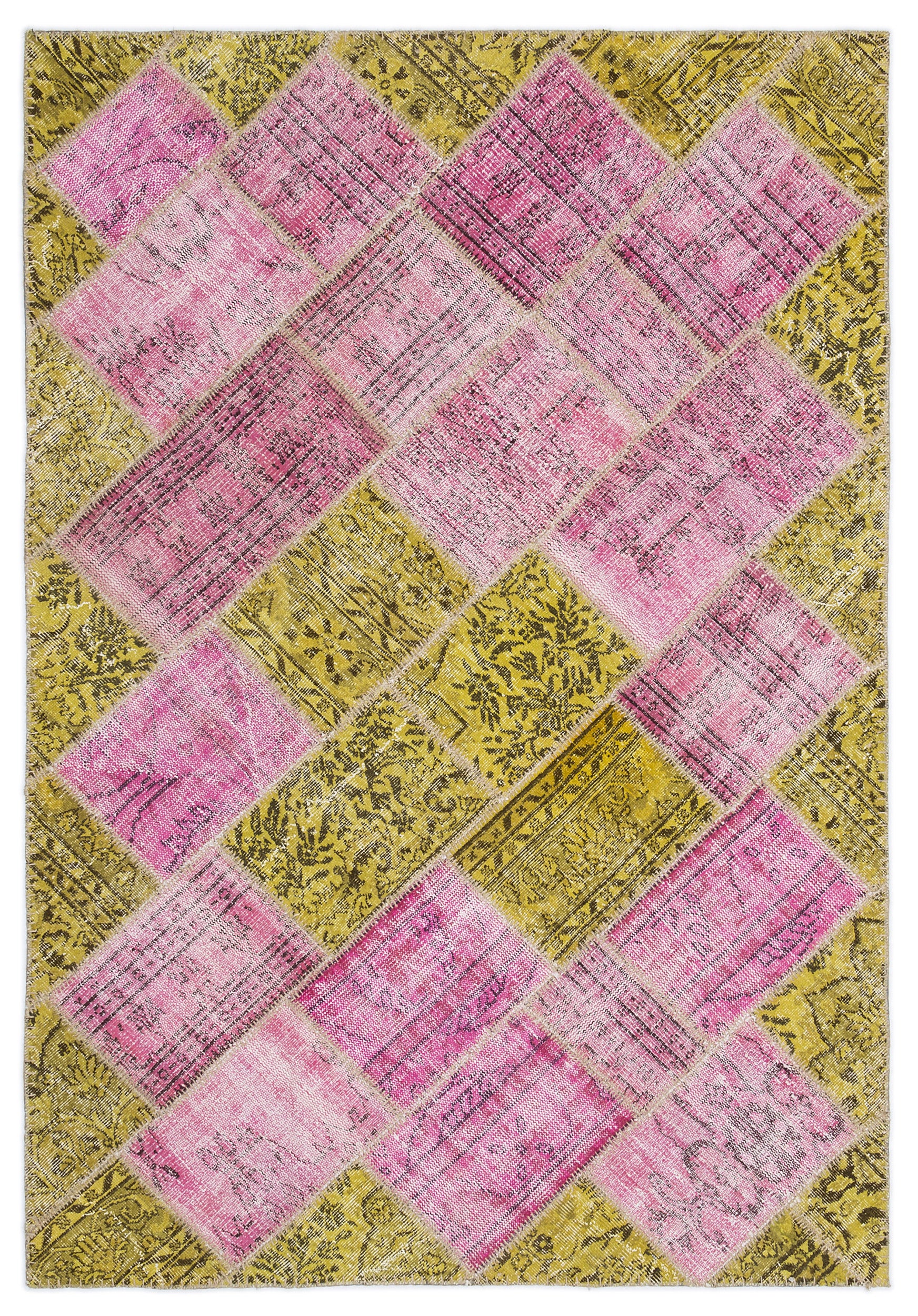 Mixed Over Dyed Patchwork Unique Rug 5'3'' x 7'7'' ft 160 x 230 cm