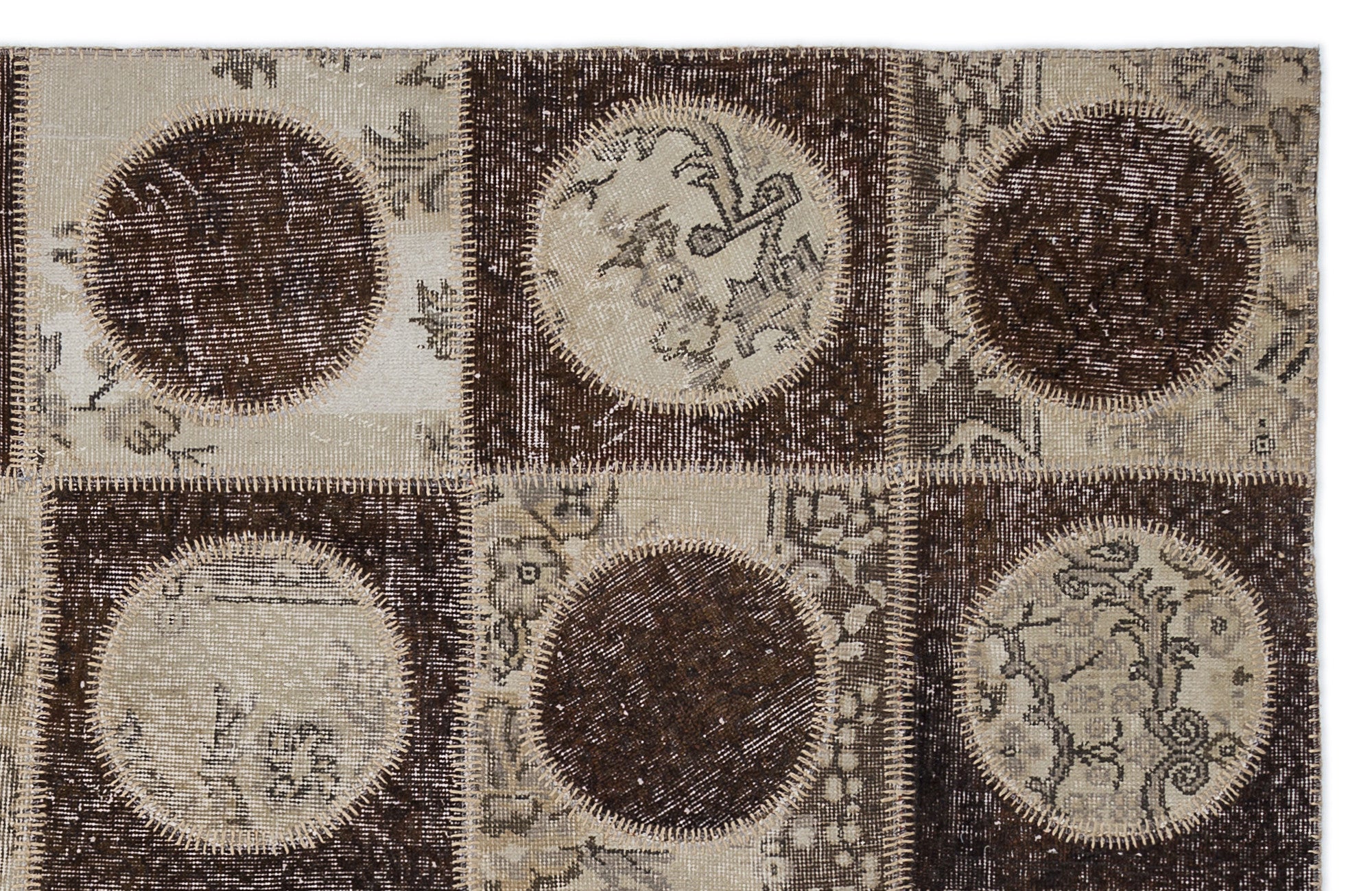 Brown Over Dyed Patchwork Unique Rug 5'3'' x 7'7'' ft 160 x 230 cm