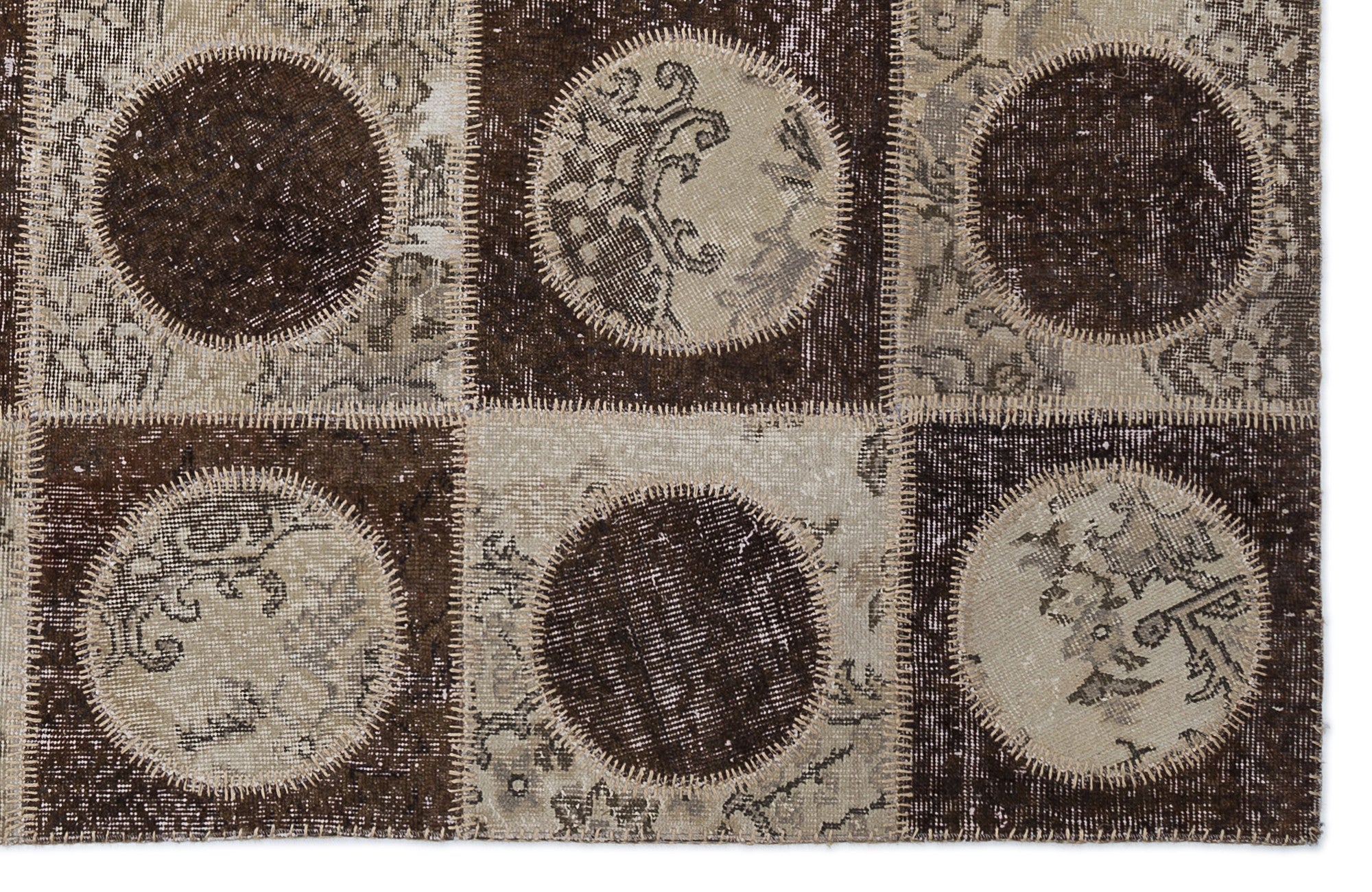 Brown Over Dyed Patchwork Unique Rug 5'3'' x 7'7'' ft 160 x 230 cm