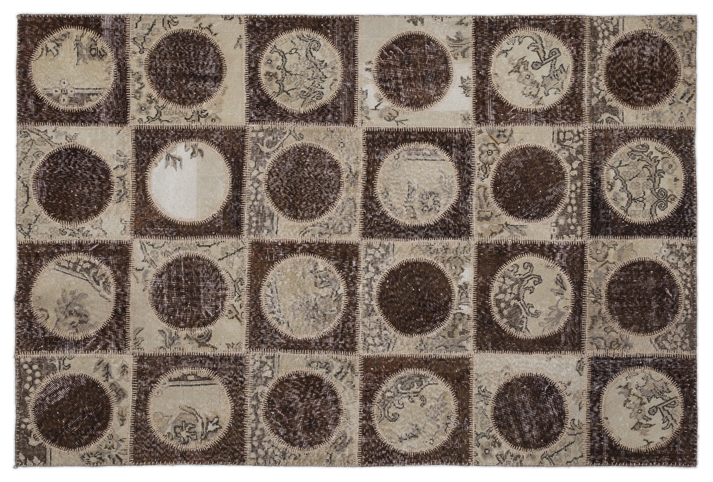 Brown Over Dyed Patchwork Unique Rug 5'3'' x 7'7'' ft 160 x 230 cm