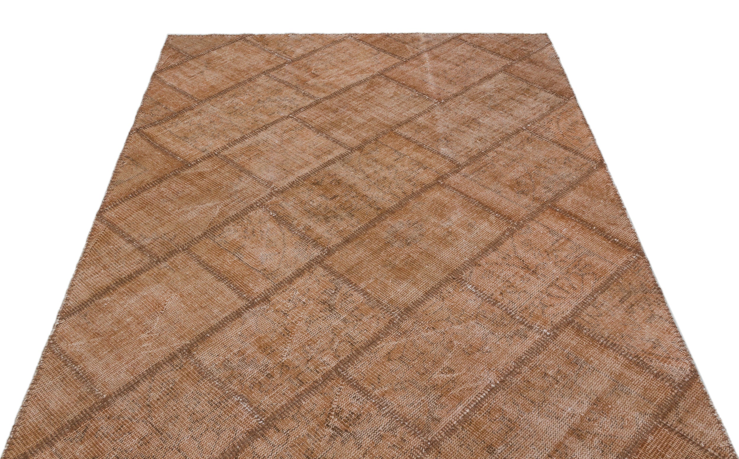 Brown Over Dyed Patchwork Unique Rug 5'1'' x 7'7'' ft 154 x 230 cm