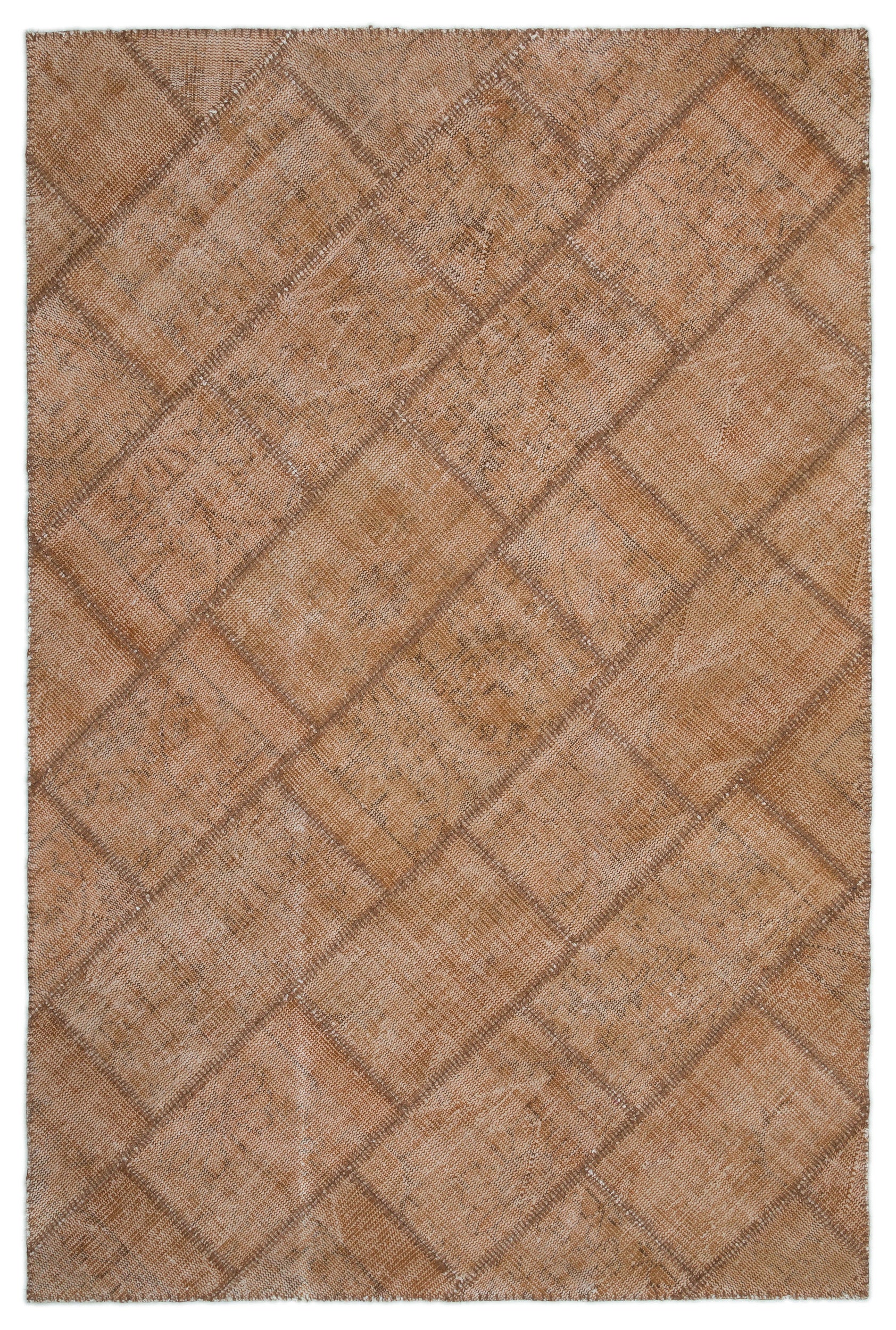 Brown Over Dyed Patchwork Unique Rug 5'1'' x 7'7'' ft 154 x 230 cm