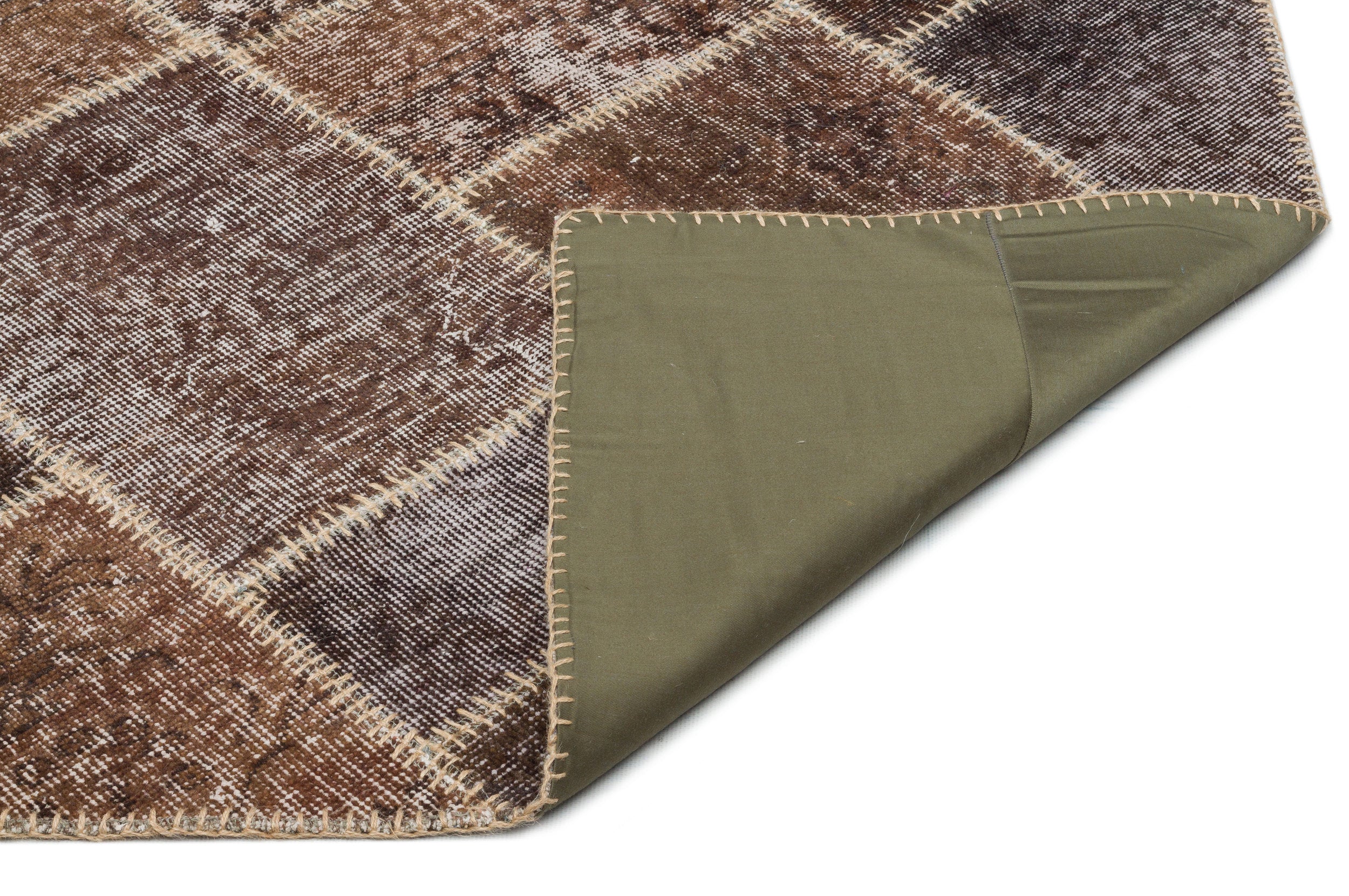 Brown Over Dyed Patchwork Unique Rug 5'3'' x 7'6'' ft 160 x 228 cm
