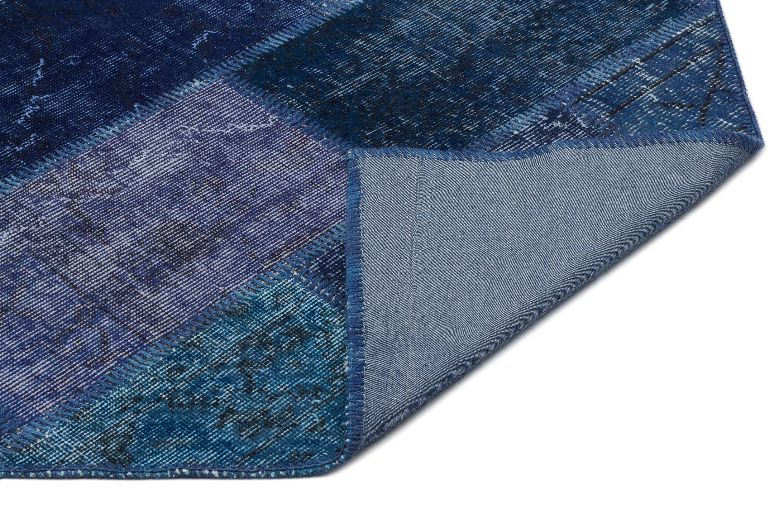 Turquoise  Over Dyed Patchwork Unique Rug 5'3'' x 7'7'' ft 161 x 232 cm