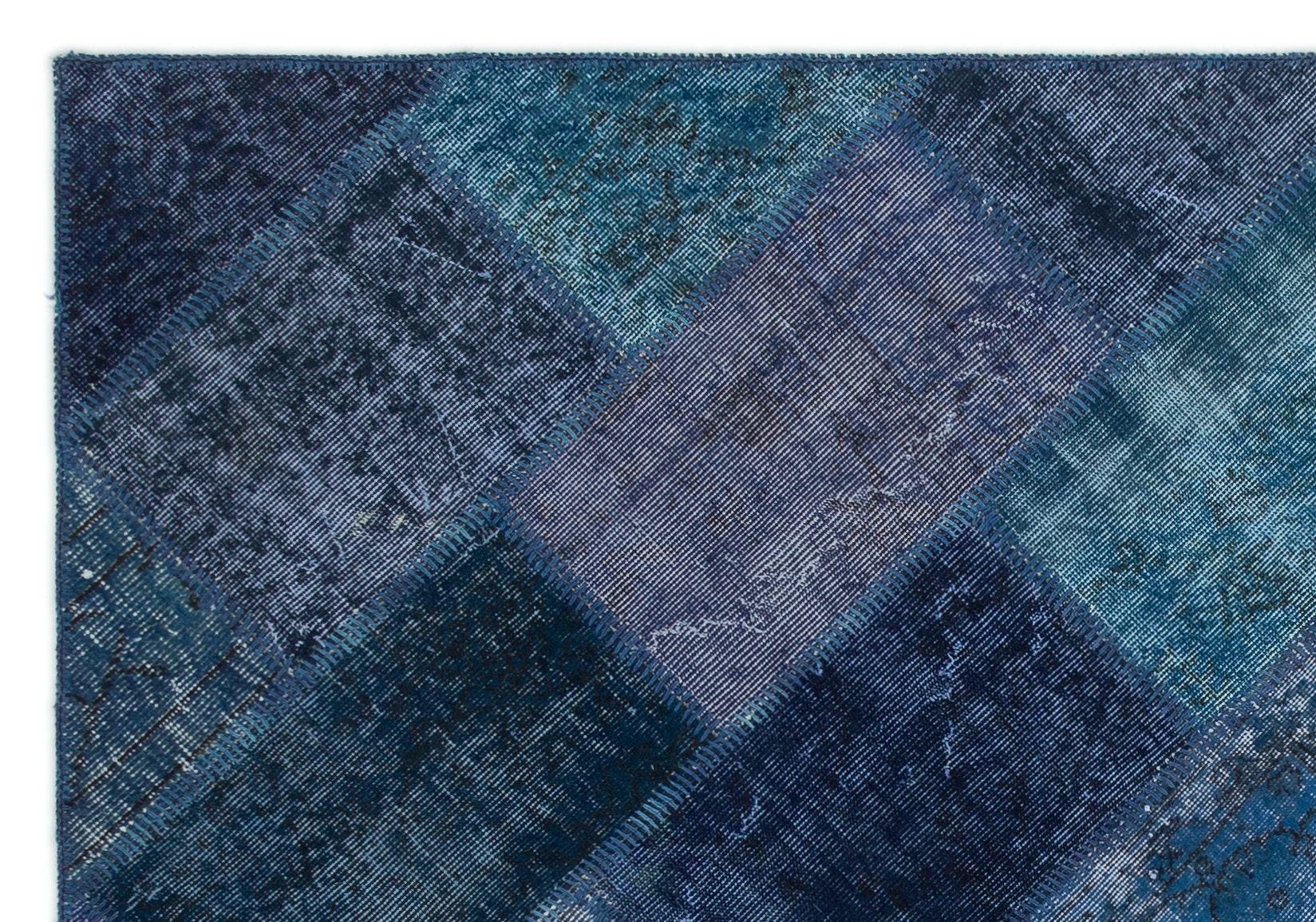 Turquoise  Over Dyed Patchwork Unique Rug 5'3'' x 7'7'' ft 161 x 232 cm