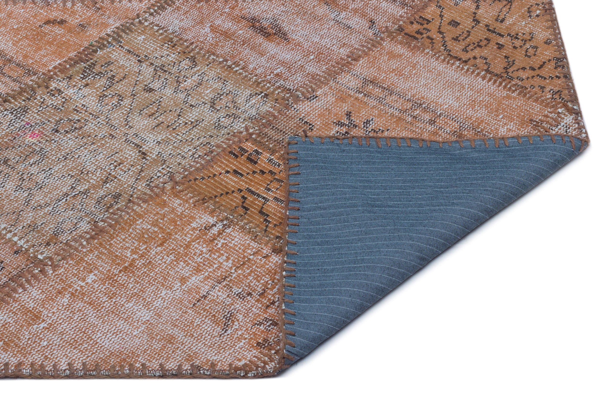 Brown Over Dyed Patchwork Unique Rug 2'7'' x 4'12'' ft 80 x 152 cm