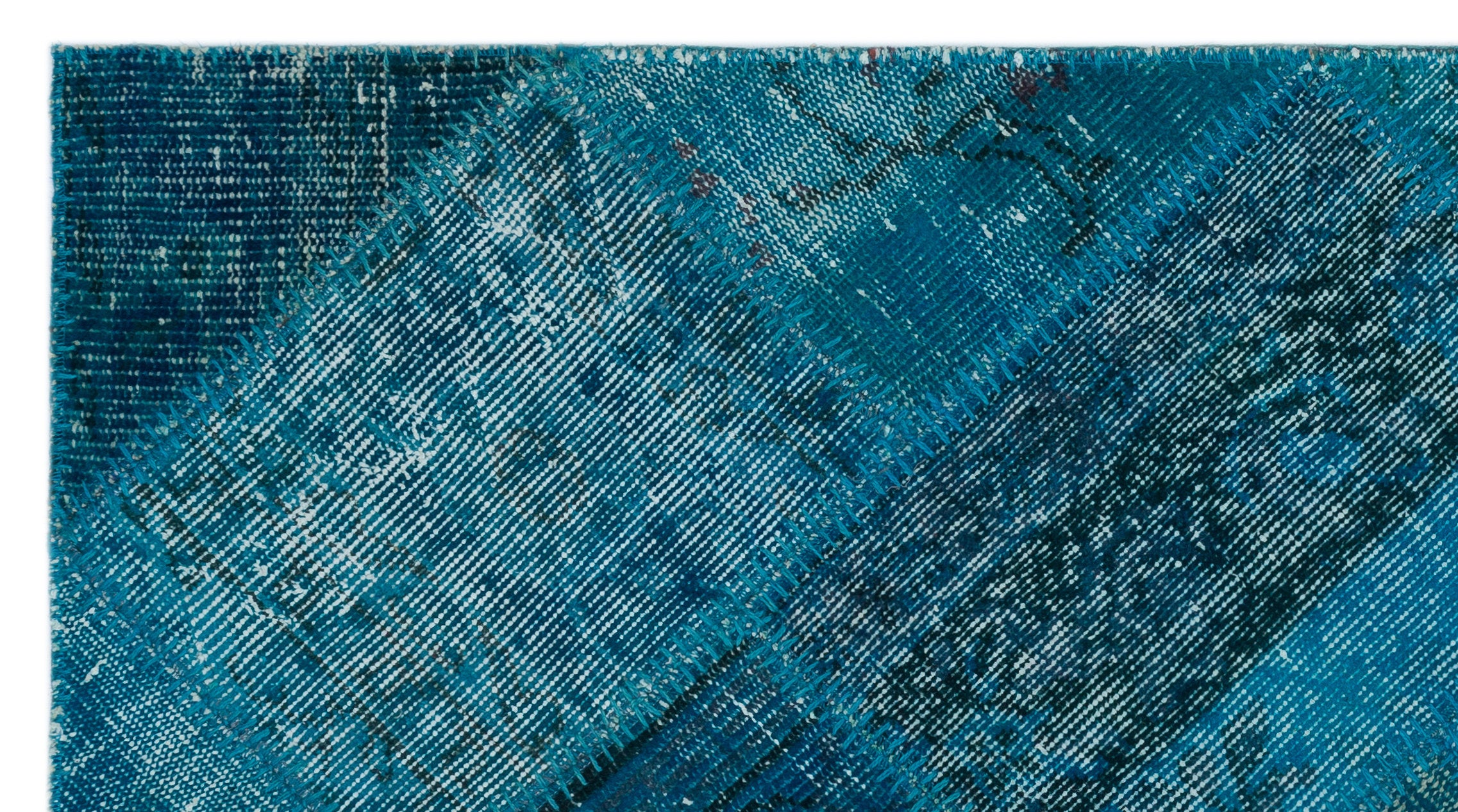 Turquoise  Over Dyed Patchwork Unique Rug 2'8'' x 4'11'' ft 82 x 150 cm
