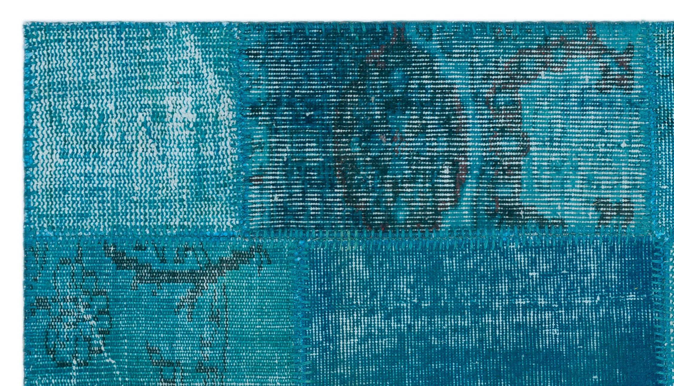 Turquoise  Over Dyed Patchwork Unique Rug 2'9'' x 4'10'' ft 83 x 147 cm