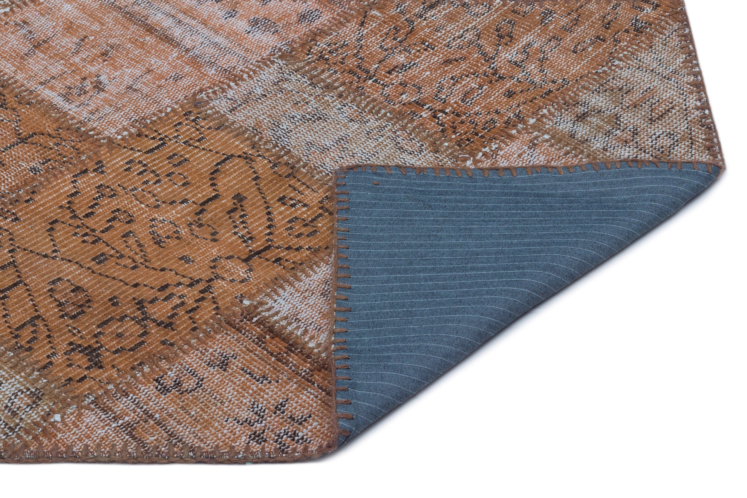 Brown Over Dyed Patchwork Unique Rug 2'7'' x 5'0'' ft 80 x 153 cm