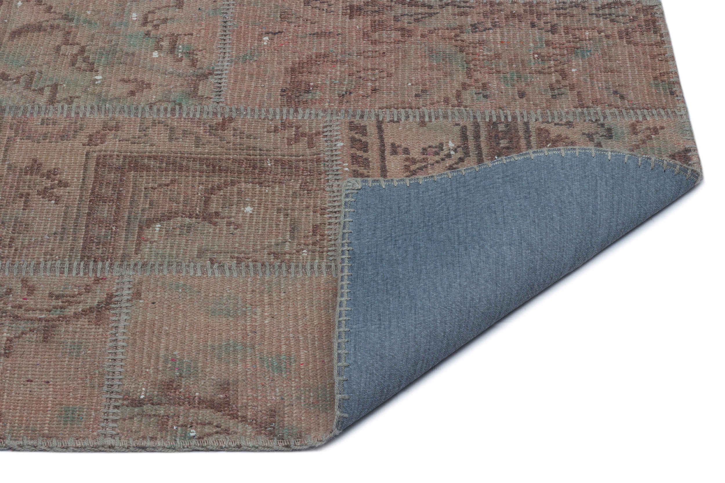 Beige Over Dyed Patchwork Unique Rug 2'7'' x 4'11'' ft 80 x 150 cm