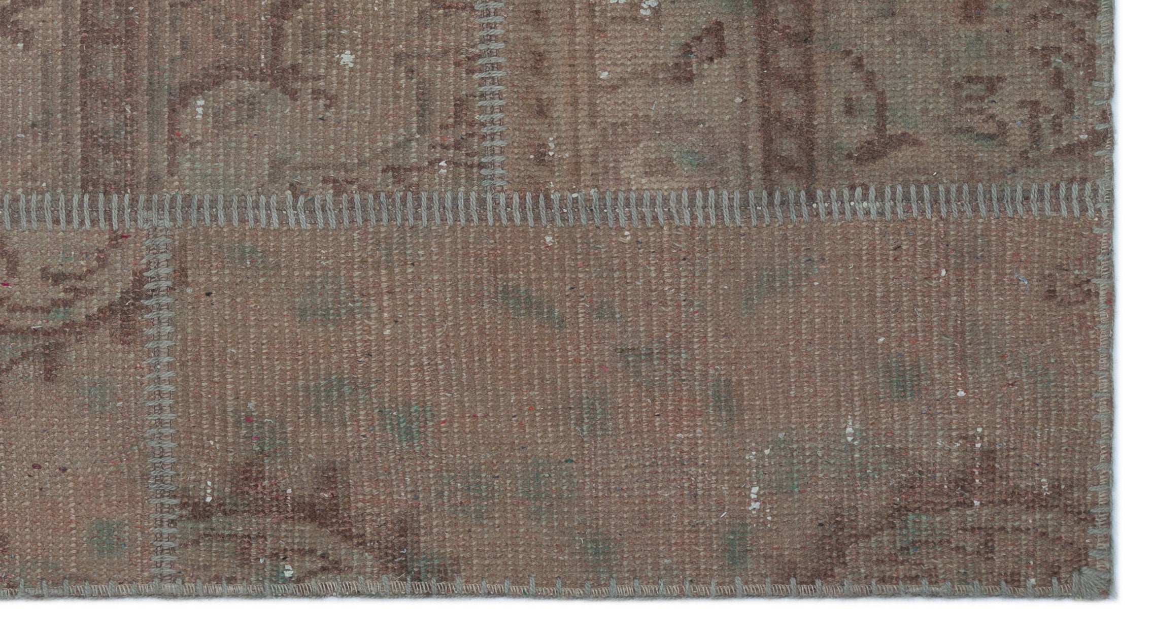 Beige Over Dyed Patchwork Unique Rug 2'7'' x 4'11'' ft 80 x 150 cm