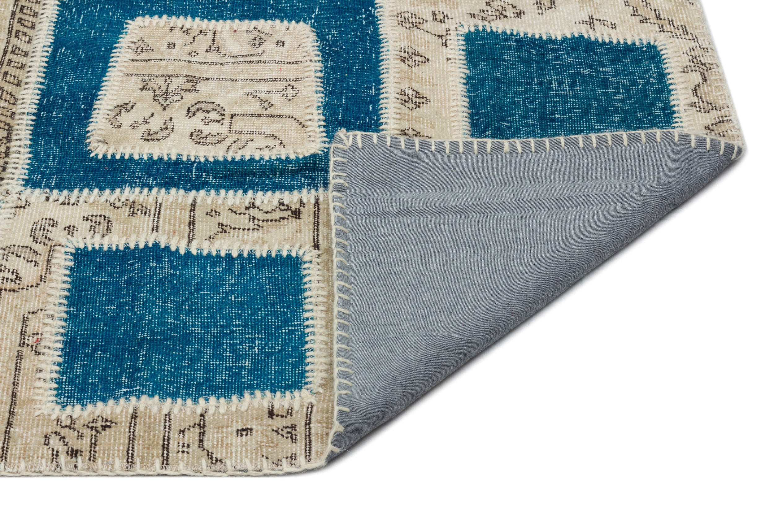 Turquoise  Over Dyed Patchwork Unique Rug 5'3'' x 7'10'' ft 160 x 240 cm