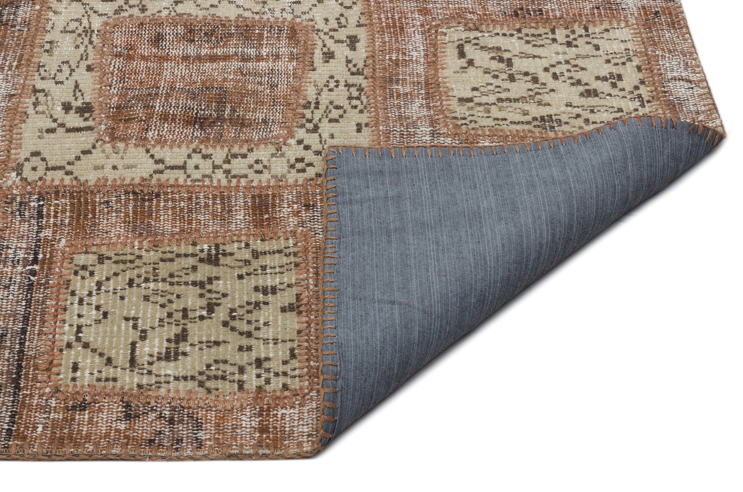 Brown Over Dyed Patchwork Unique Rug 5'3'' x 7'11'' ft 160 x 242 cm