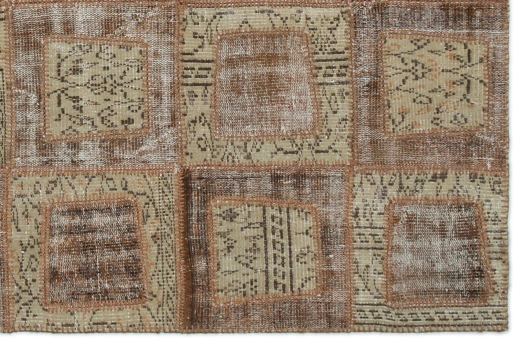 Brown Over Dyed Patchwork Unique Rug 5'3'' x 7'11'' ft 160 x 242 cm