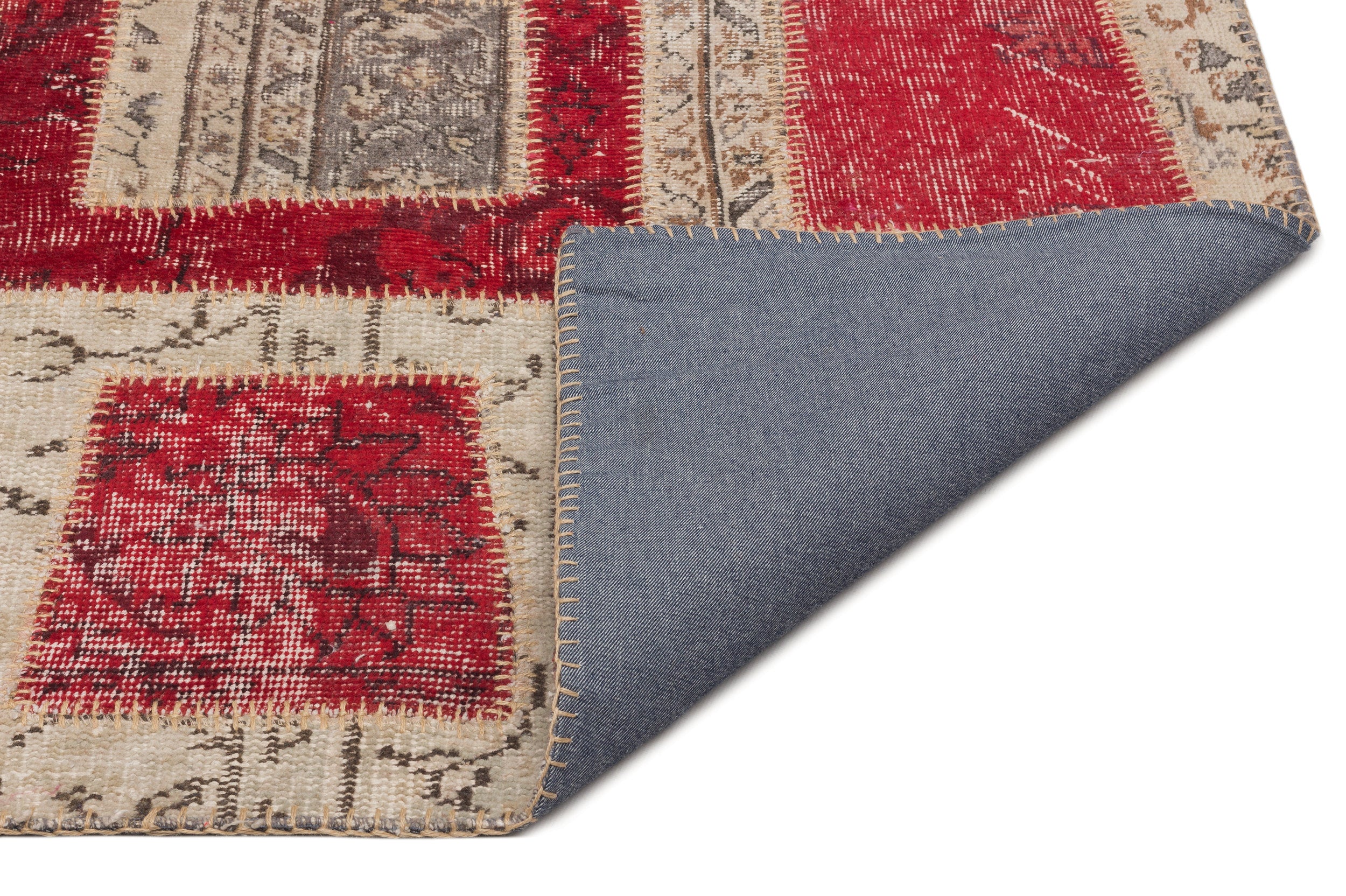 Red Over Dyed Patchwork Unique Rug 5'3'' x 7'8'' ft 160 x 233 cm