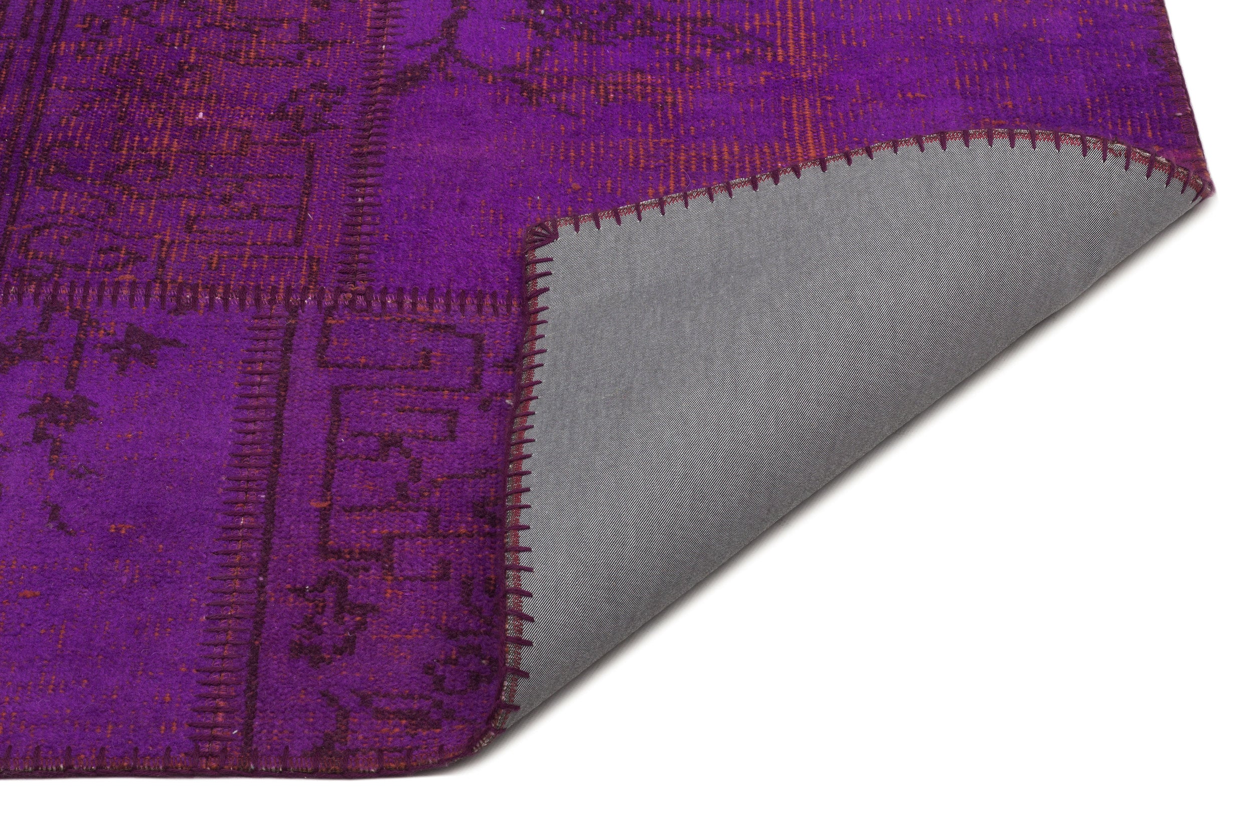 Fuchsia Over Dyed Patchwork Unique Rug 5'3'' x 7'8'' ft 160 x 233 cm