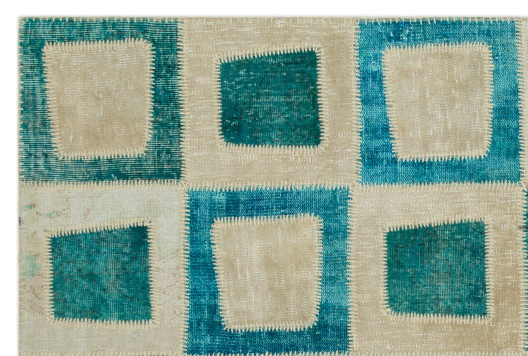 Turquoise  Over Dyed Patchwork Unique Rug 5'3'' x 7'11'' ft 160 x 242 cm