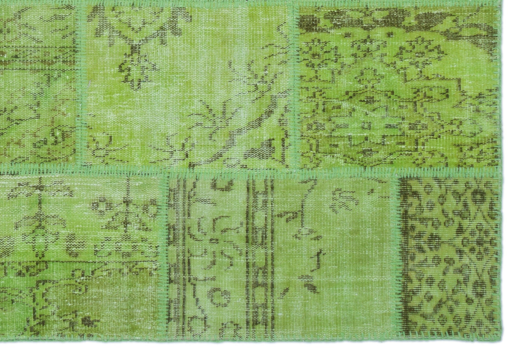 Green Over Dyed Patchwork Unique Rug 5'3'' x 7'7'' ft 160 x 230 cm