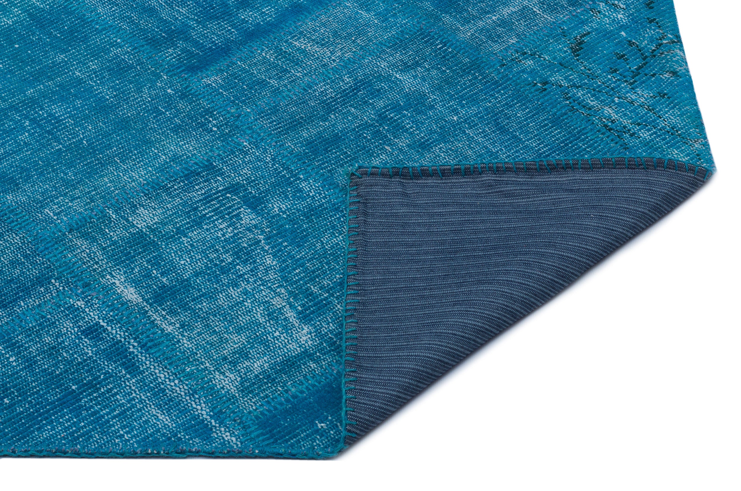 Blue Over Dyed Patchwork Unique Rug 3'11'' x 5'11'' ft 120 x 180 cm